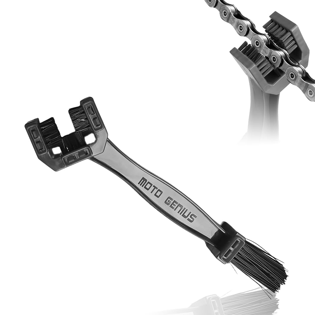 Multi-Purpose Bike Chain Cleaner Brush with Soft & Long Bristles for Motorcycle & Cycle Chain Cleaning-Black - Moto Genius