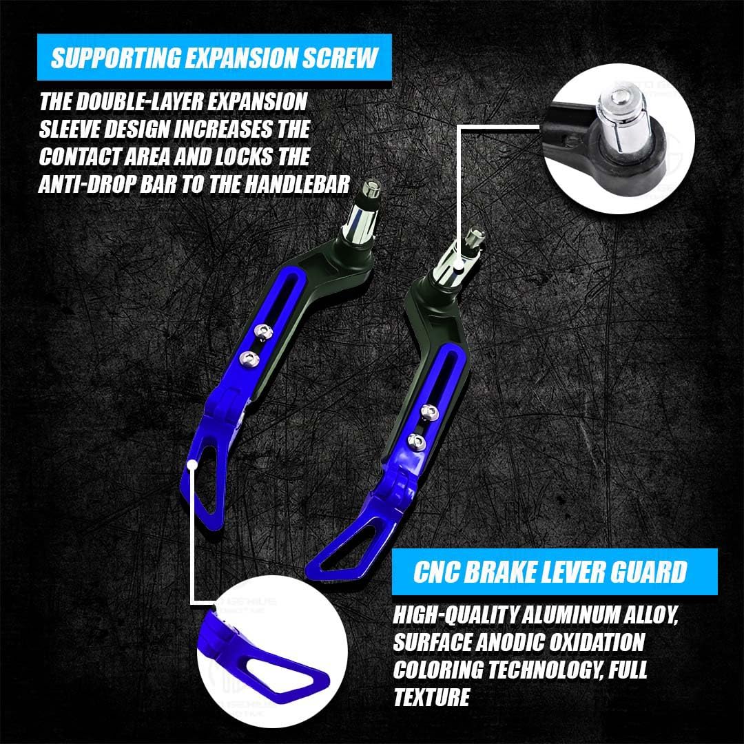 Premium Adjustable CNC Brake Clutch Lever Protector Guard for Motorcycles & Bikes – Universal Fit-Blue - Moto Genius