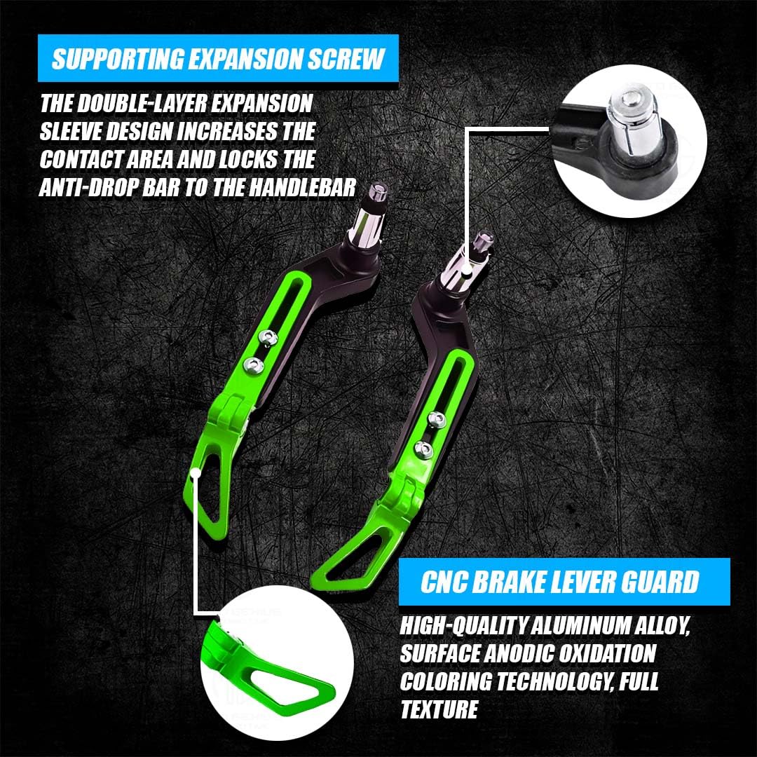 Premium Adjustable CNC Brake Clutch Lever Protector Guard for Motorcycles & Bikes – Universal Fit-Green - Moto Genius