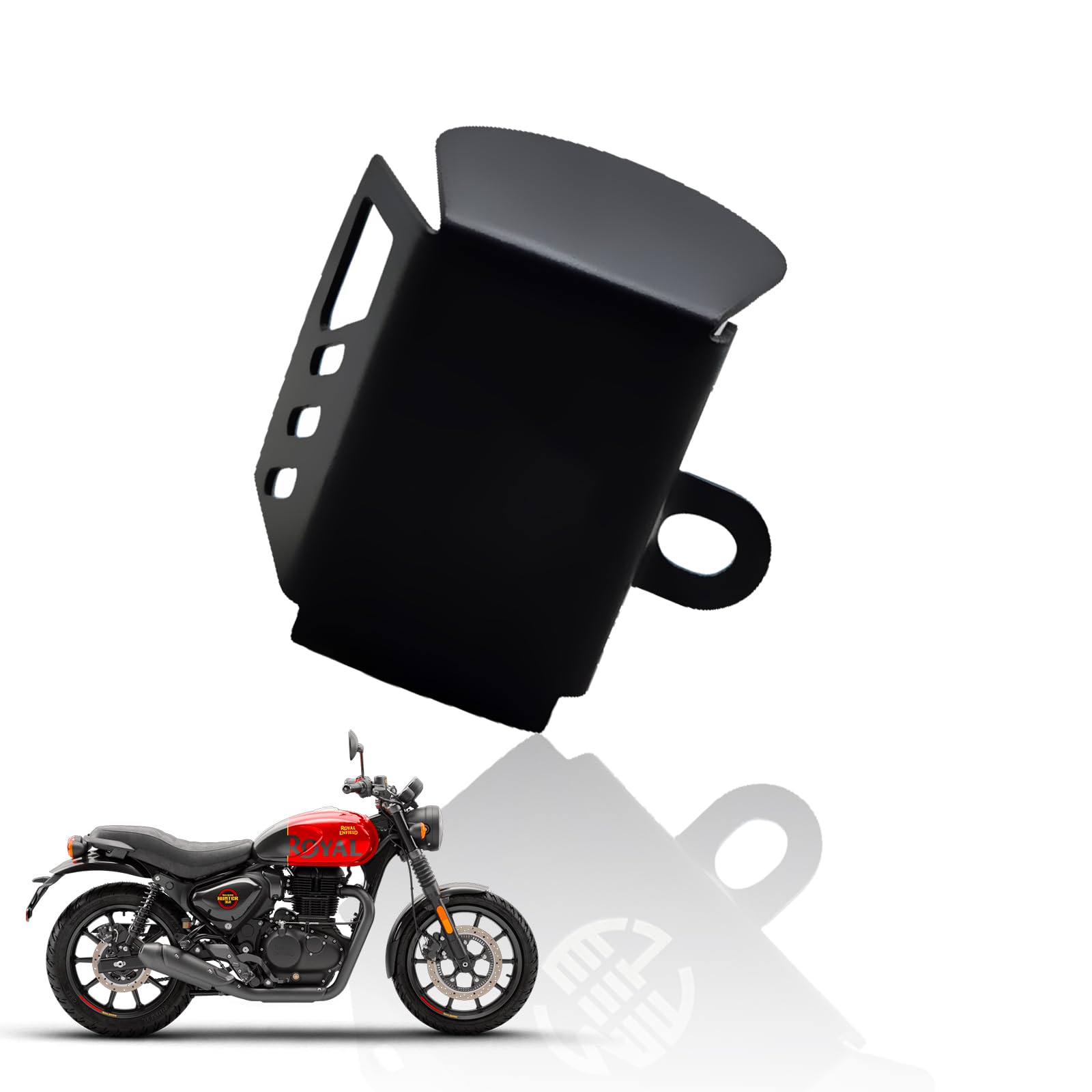 Premium Metal Rear Brake Oil Container Guard Compatible with Hunter 350 Protection & Custom Fit-Black - Moto Genius