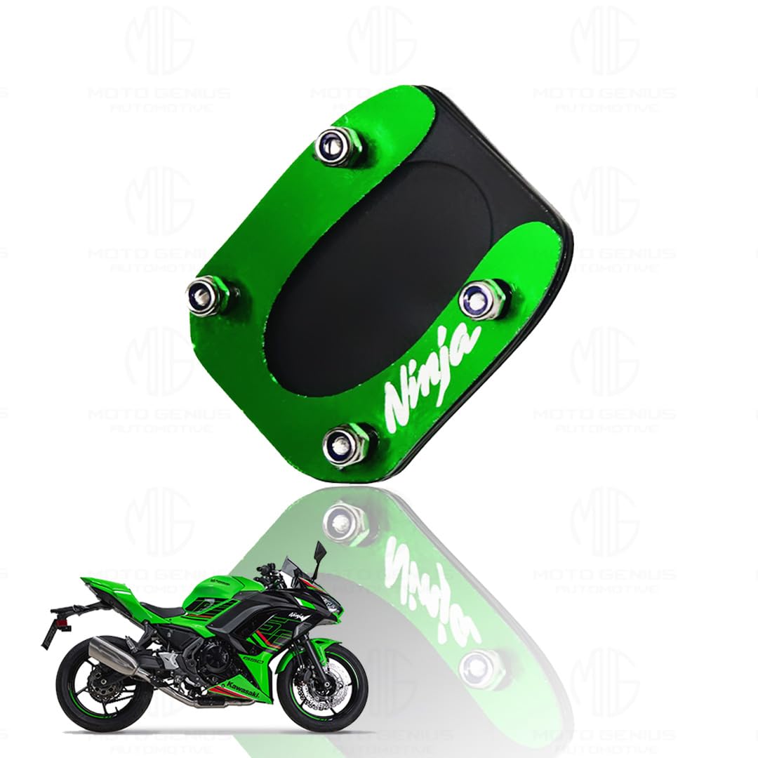 Premium Metal Side Stand Extender Replacement for Ninja 300 | Durable Finish, Easy Installation, Enhanced Stability-Green Black - Moto Genius