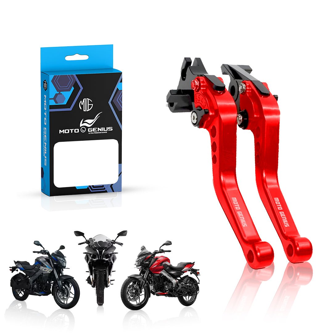 Pulsar NS200 NS160 RS200 Adjustable Clutch & Brake Lever Set | 6-Position CNC Aluminum Bike Levers | Heavy Duty, Ergonomic Motorcycle Hand Levers-Red - Moto Genius