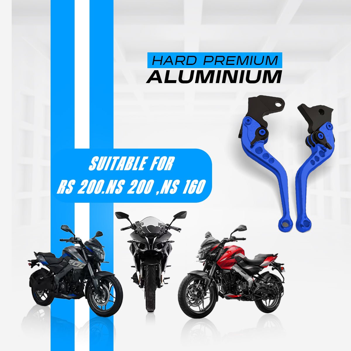 Pulsar NS200 NS160 RS200 Adjustable Clutch & Brake Lever Set | 6-Position CNC Aluminum Bike Levers | Heavy Duty, Ergonomic Motorcycle Hand Levers-Blue - Moto Genius