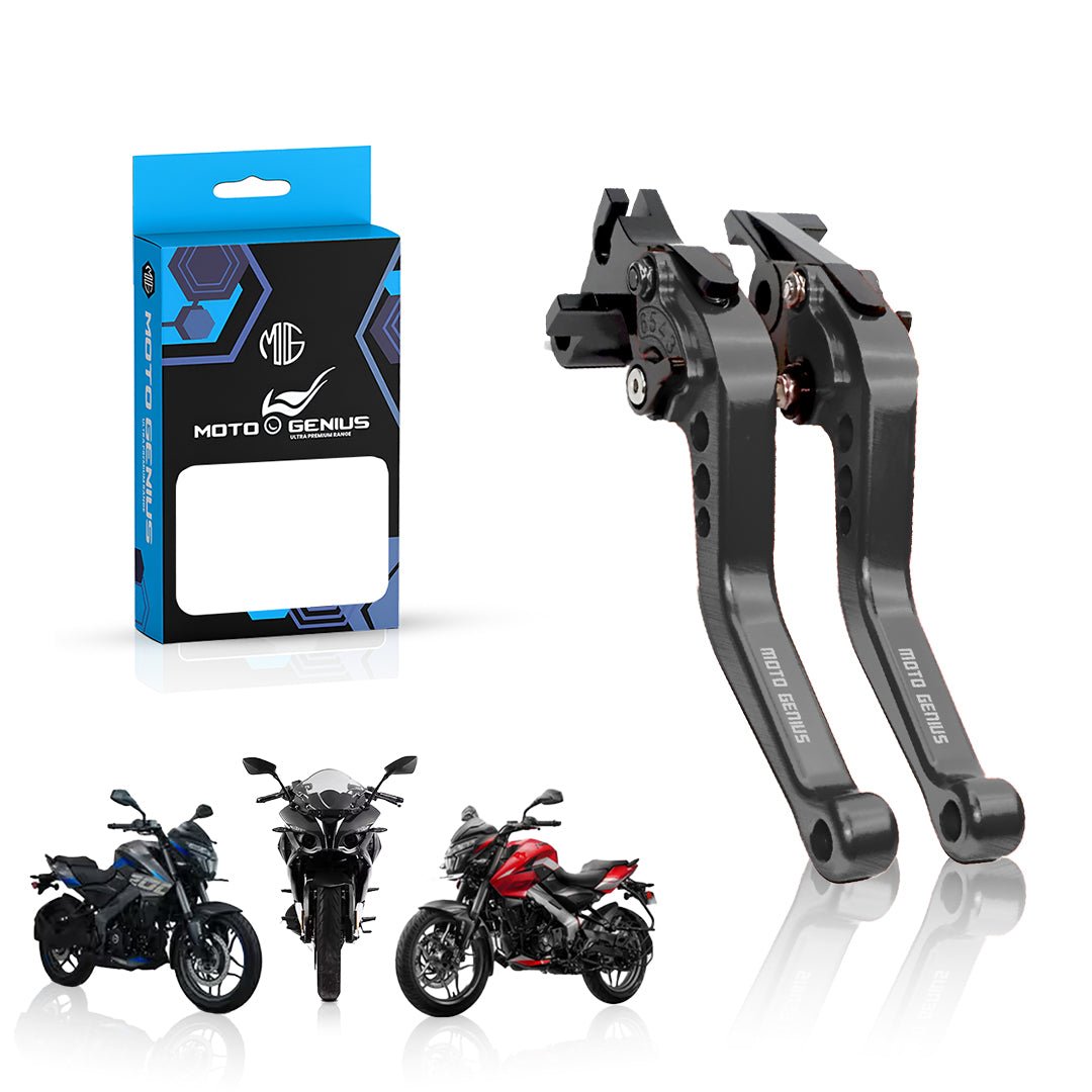 Pulsar NS200 NS160 RS200 Adjustable Clutch & Brake Lever Set | 6-Position CNC Aluminum Bike Levers | Heavy Duty, Ergonomic Motorcycle Hand Levers-Black - Moto Genius
