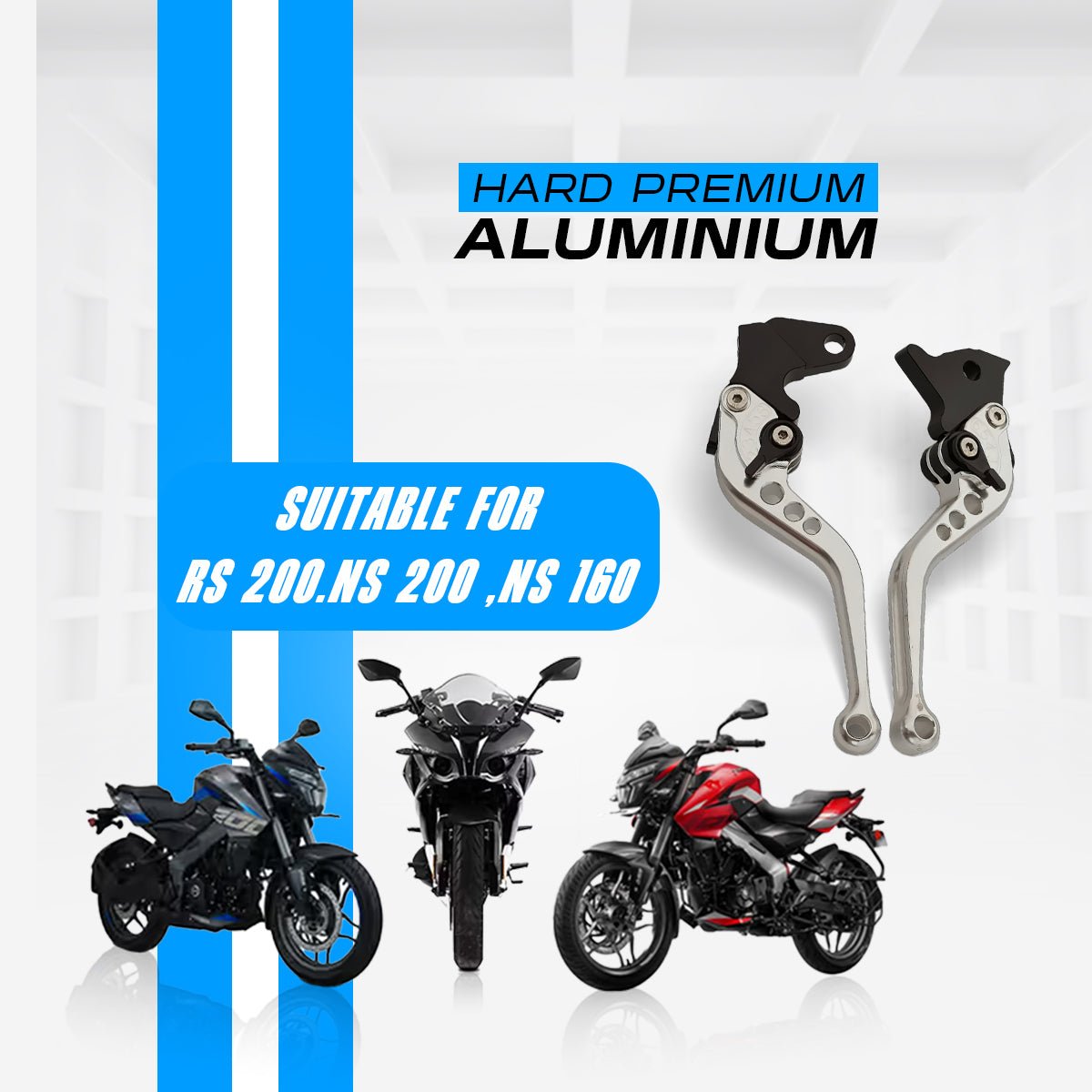 Pulsar NS200 NS160 RS200 Adjustable Clutch & Brake Lever Set | 6-Position CNC Aluminum Bike Levers | Heavy Duty, Ergonomic Motorcycle Hand Levers-Silver - Moto Genius