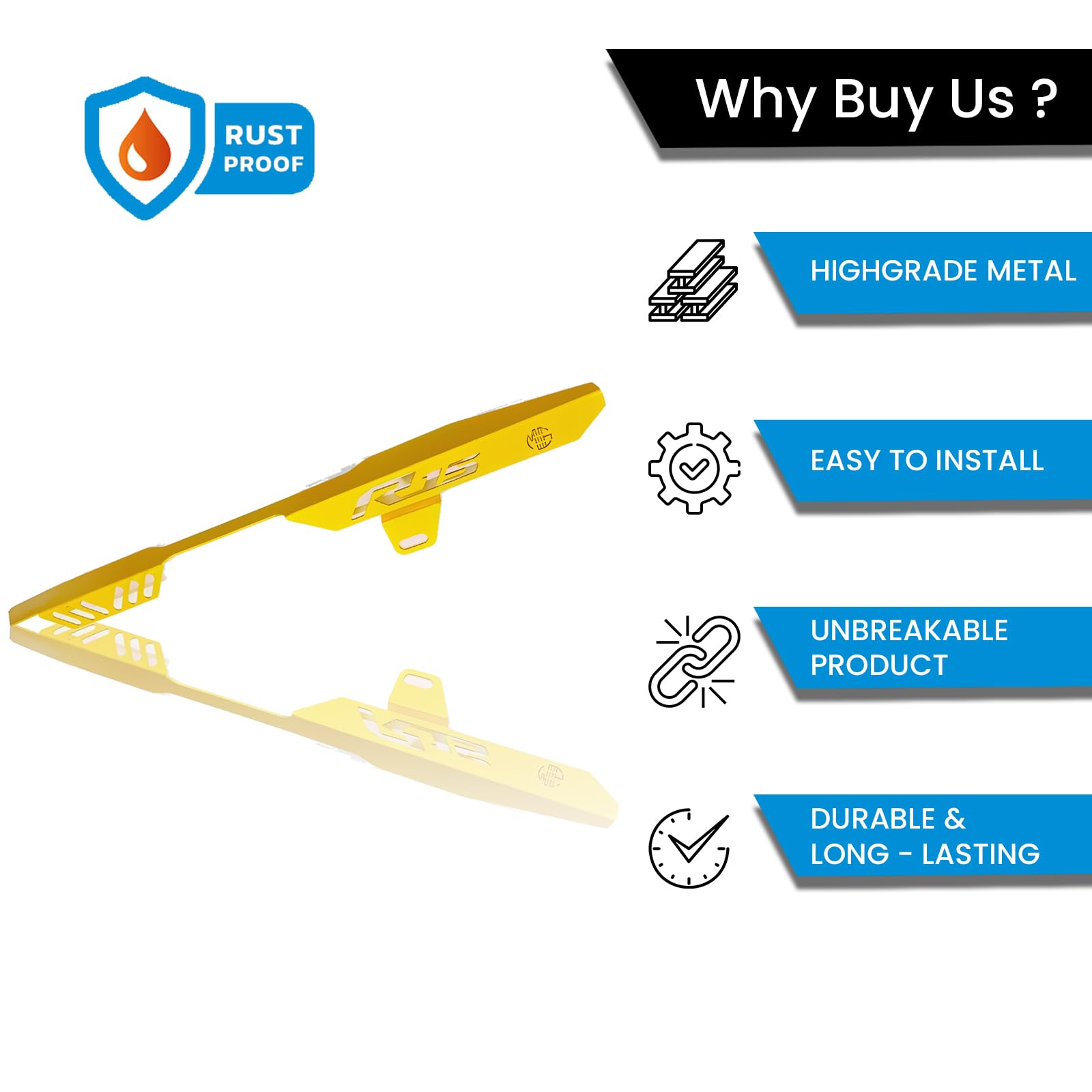 R15 V3 Bike Chain Cover - Durable and Lightweight Protector for Optimal Chain Performance | Easy Installation, Fits in R15 Model-Yellow - Moto Genius
