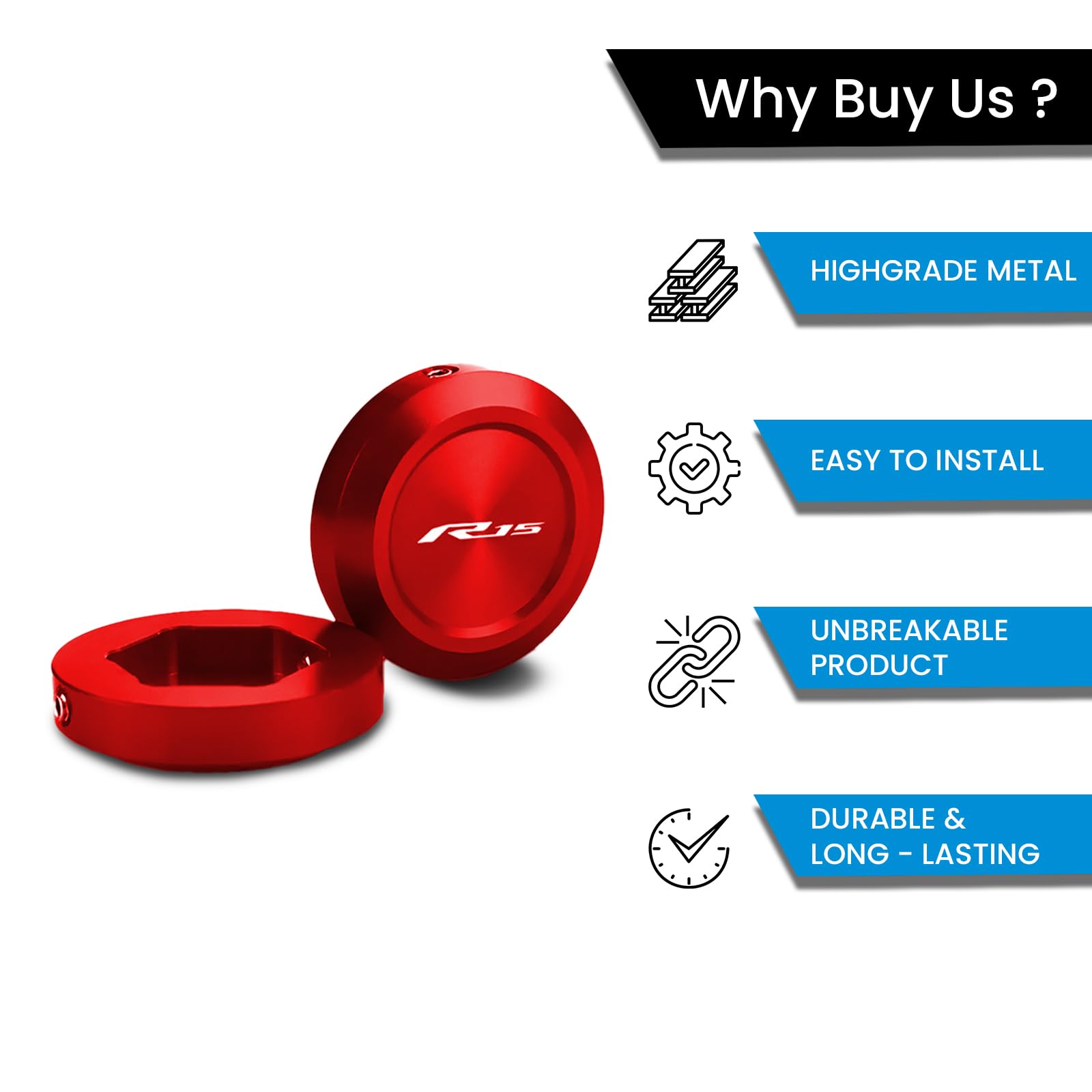 R15M R15 V4 V3 Front Fork Covers | CNC Aluminum Shock Absorber Top Caps | Motorcycle Front Fork Protection | Durable, Easy Install-Red - Moto Genius