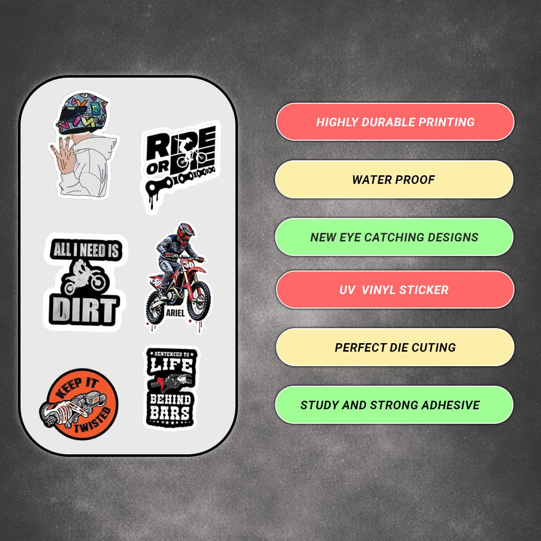 Racing Bike Motivational 3D Vinyl Stickers | Waterproof, Fade-Proof, Self-Adhesive Decals for Helmet, Bike, Car, Laptop & Mobile | Inspirational Racing Quotes Stickers (9 PC) - Moto Genius