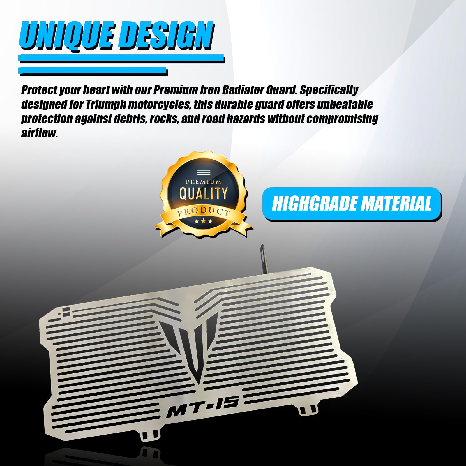 Radiator Guard for MT15 | Heavy-Duty Stainless Steel Radiator Protector | Essential Motorcycle Accessory for Engine Cooling Protection-Silver - Moto Genius