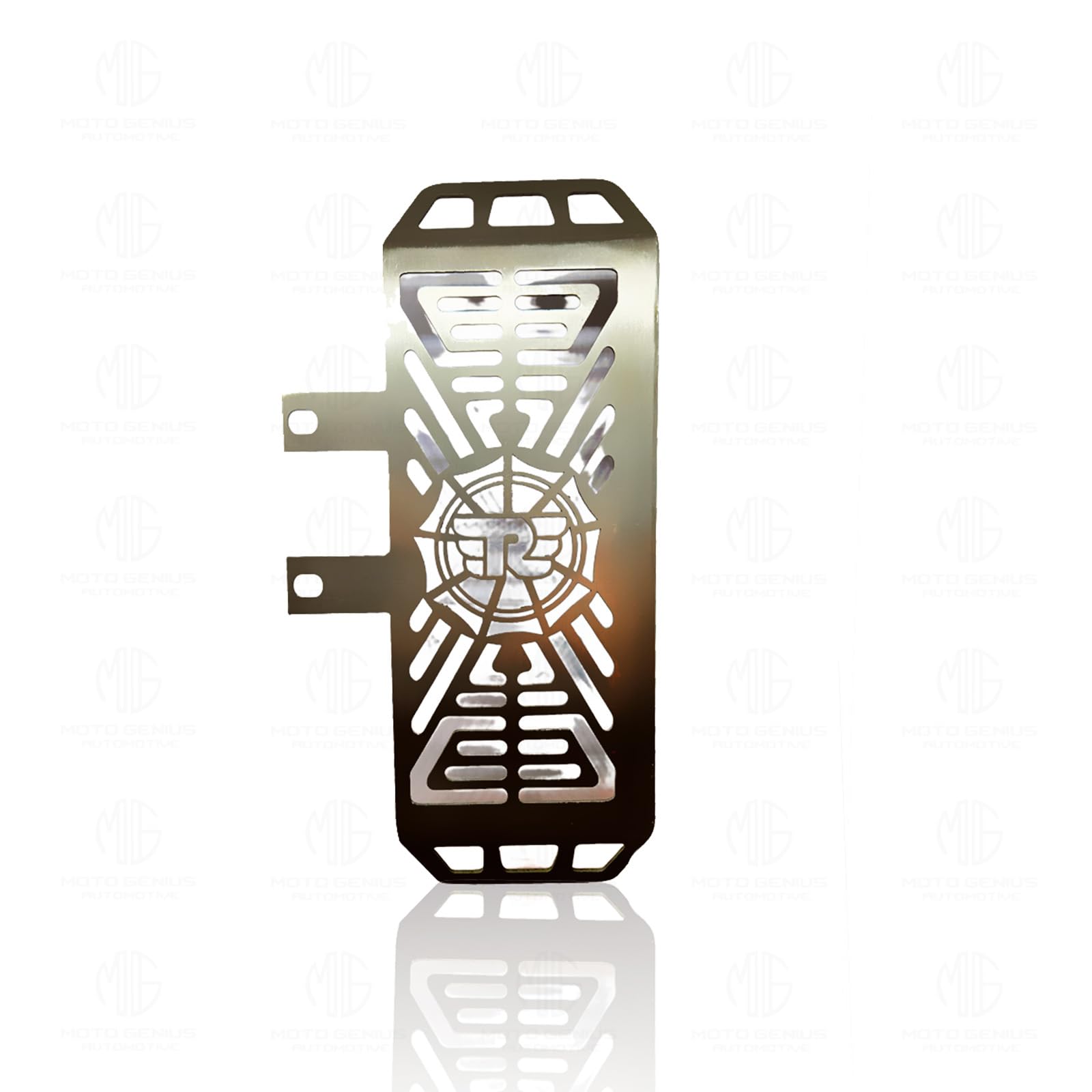 Radiator Guard for RE Himalayan BS3/BS4/BS6/Scram Motorbike | Durable Stainless Steel Protector |Essential Accessory for Motorcycle Radiator Protection (Himalayan)-R-Logo Design - Moto Genius