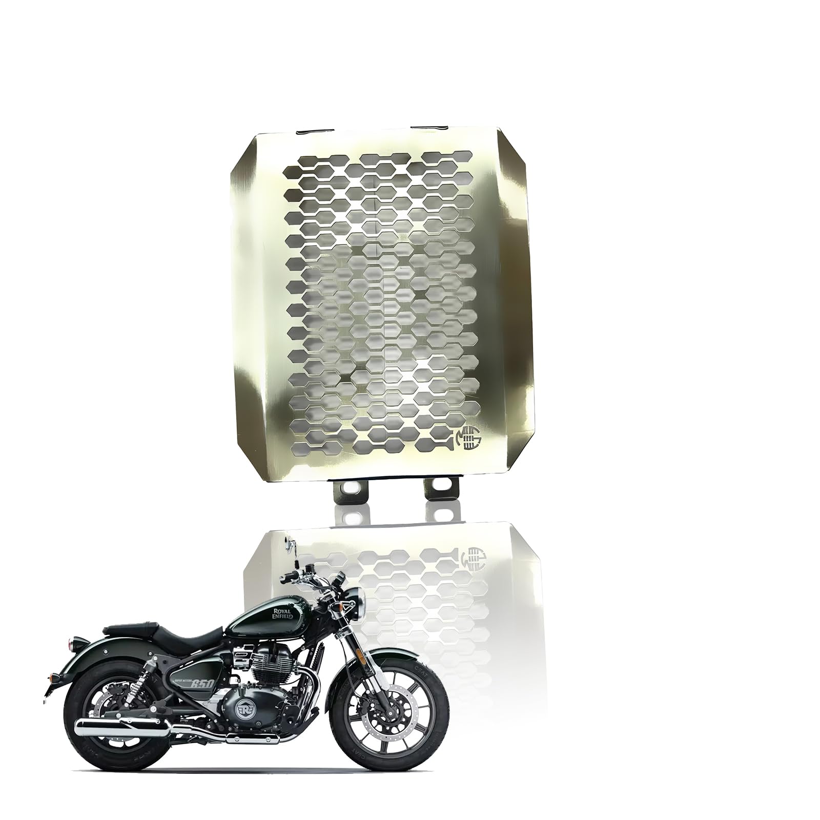 Radiator Guard for RE Super Meteor 650 | Durable Stainless Steel Protector |Essential Accessory for Motorcycle Radiator Protection (Honeycomb Design)-Honey - Moto Genius