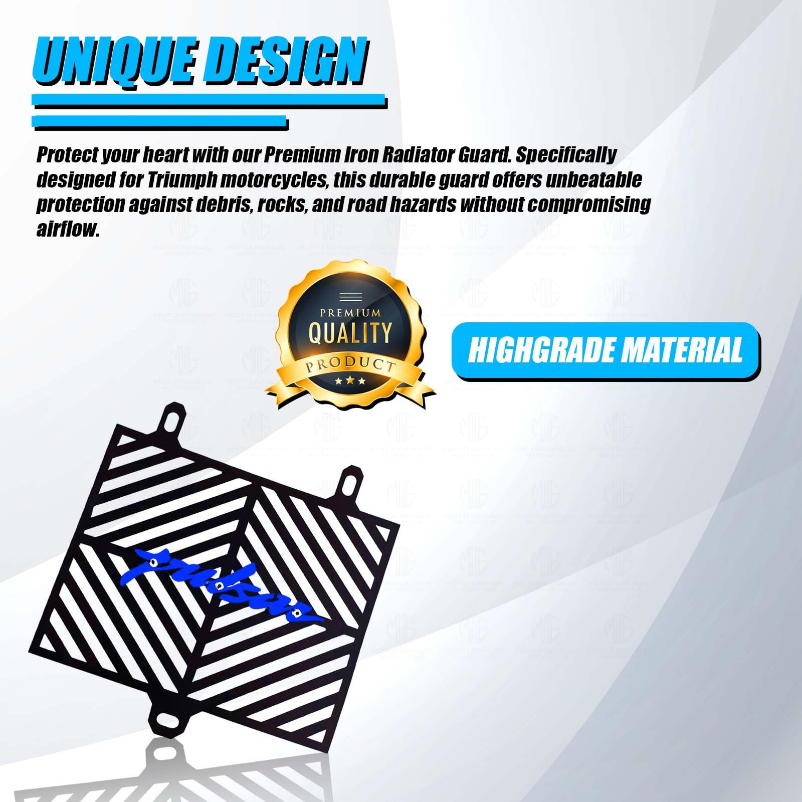 Radiator Guard Protector Grill for Pulsar Motorcycles | Premium Metal Protector for Radiator Protection | Compatible with Pulsar NS, AS & RS 200-Blue - Moto Genius