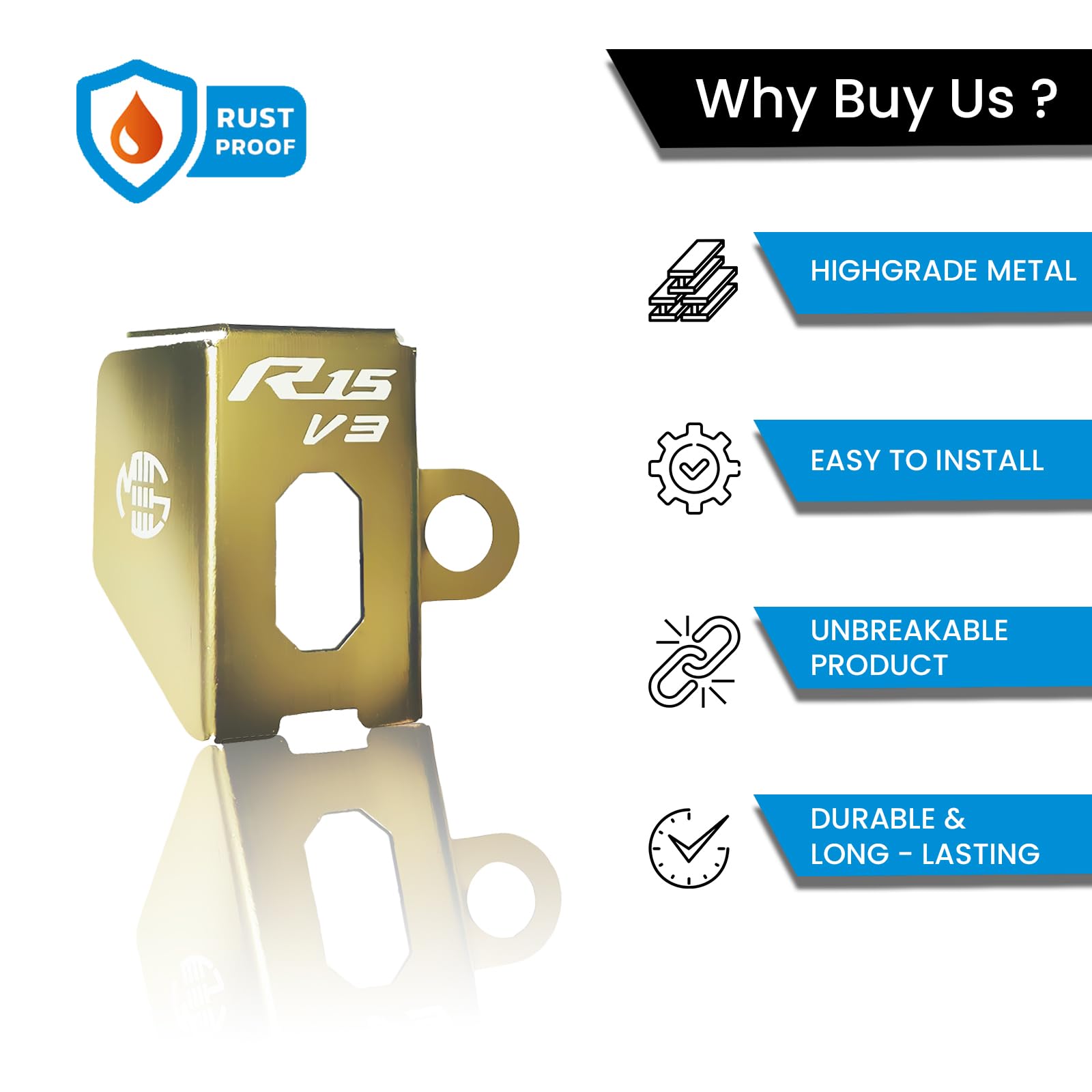 Rear Brake Oil Container Guard for R15 V3 – Durable Protection & Stylish Design for Motorcycles-Silver - Moto Genius