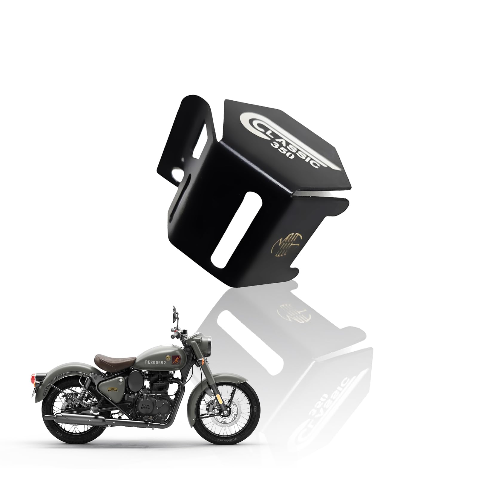 Reborn Stainless Steel Rear Brake Oil Container Guard – Durable Protection & Stylish Design for Motorcycles-Black - Moto Genius