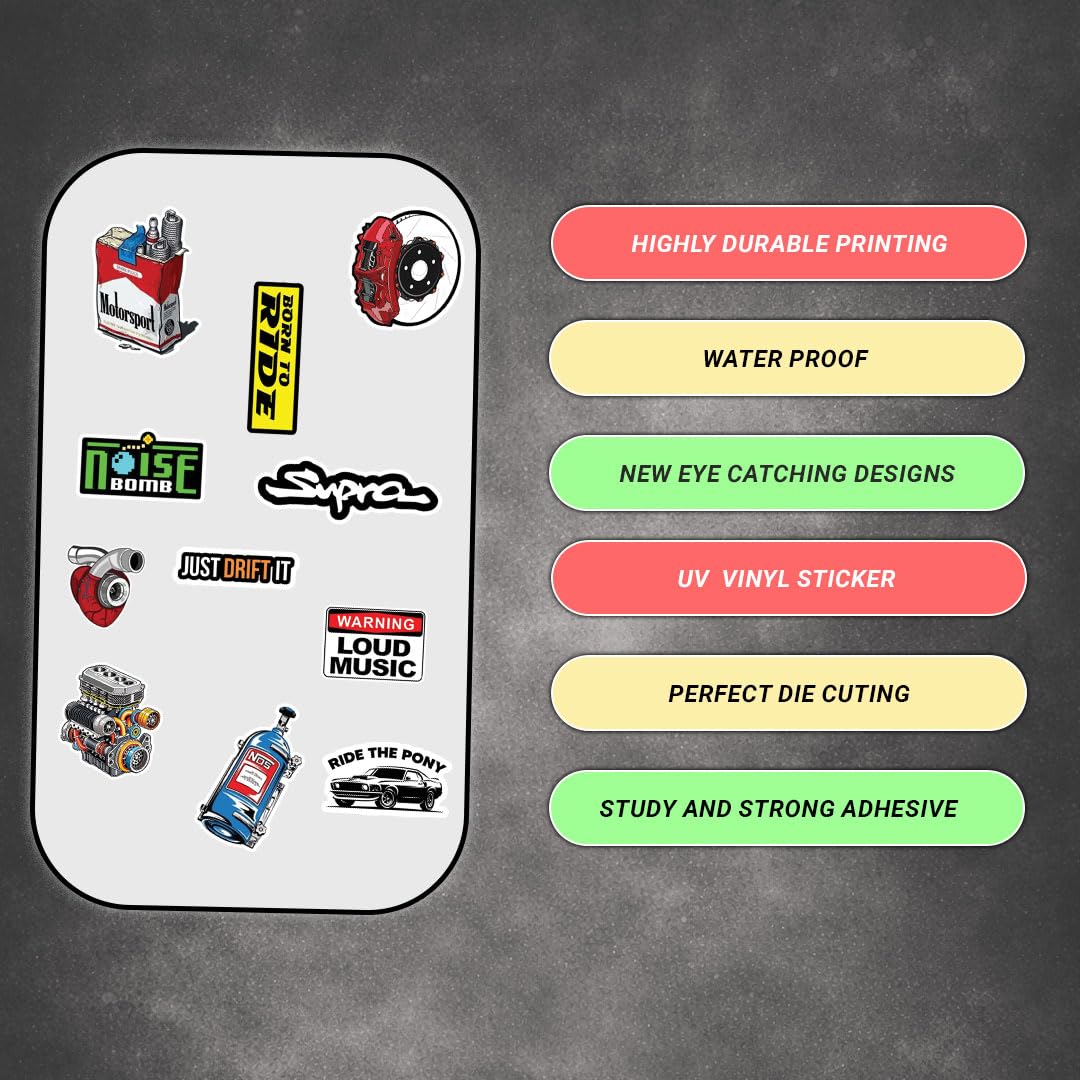 Riding Motivational 3D Vinyl Sticker for Car & Bike, Waterproof & Fade-Proof Self Adhesive Inspirational Decal for Helmet, Car Rear Glass, Bike & Accessories (11 PC) - Moto Genius