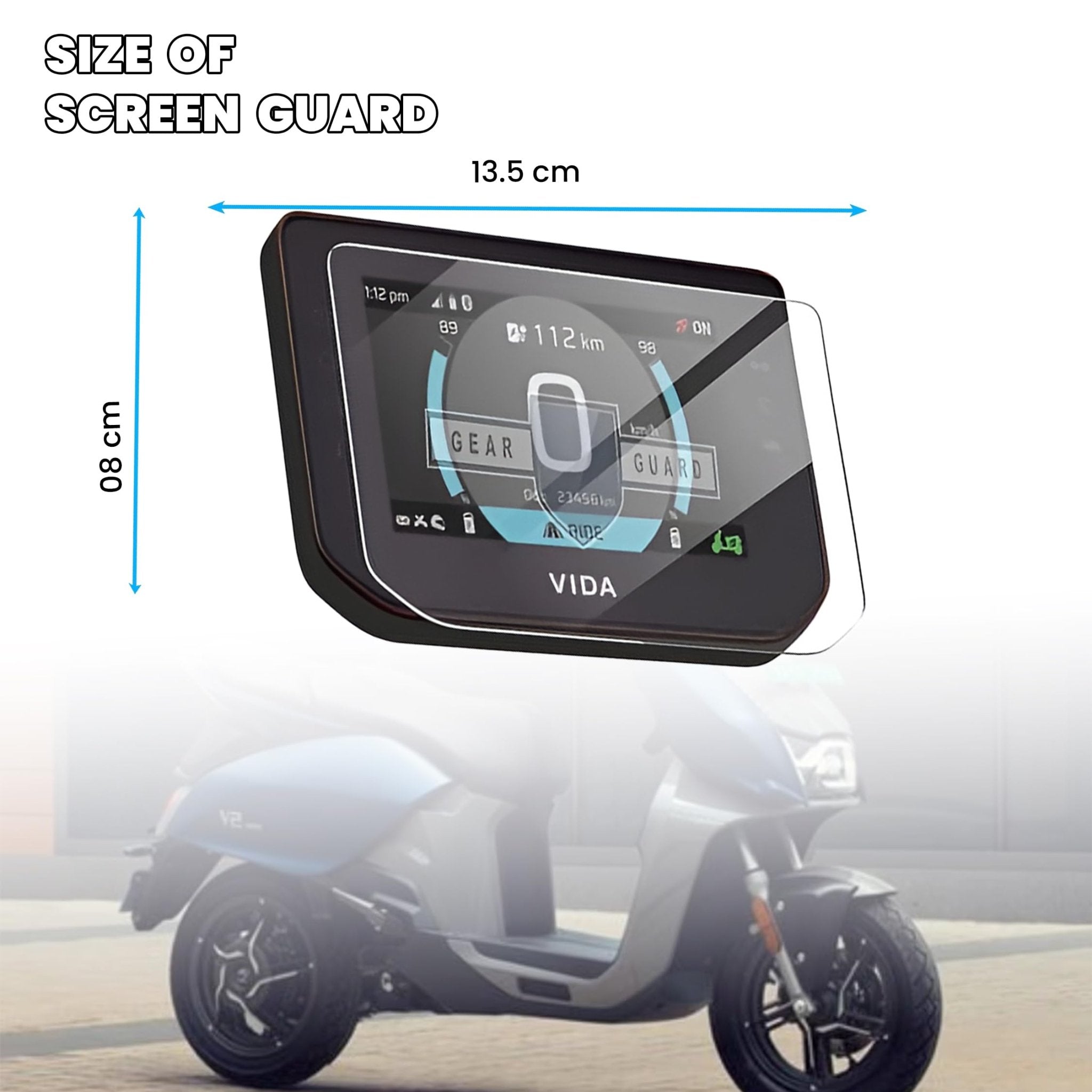 Screen Guard for Hero Vida VX2 Electric Scooter | 9H Hardness Glossy Anti-Shock Speedometer Display Protector-Transparent - Moto Genius