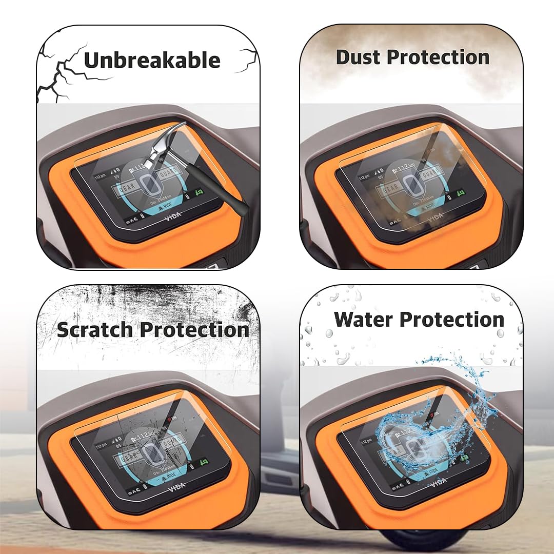 Screen Guard for Hero Vida VX2 Electric Scooter | 9H Hardness Glossy Anti-Shock Speedometer Display Protector-Transparent - Moto Genius