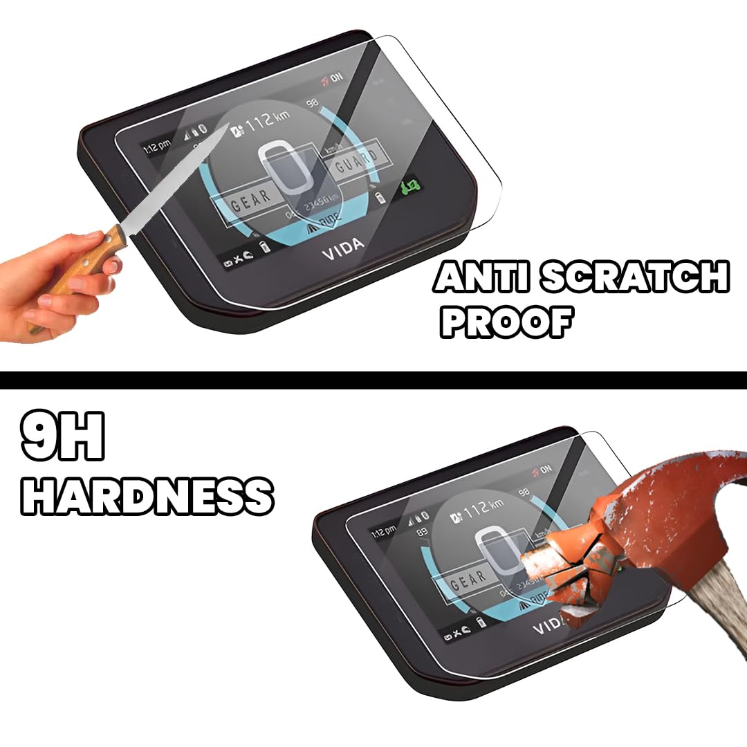 Screen Guard for Hero Vida VX2 Electric Scooter | 9H Hardness Glossy Anti-Shock Speedometer Display Protector-Transparent - Moto Genius