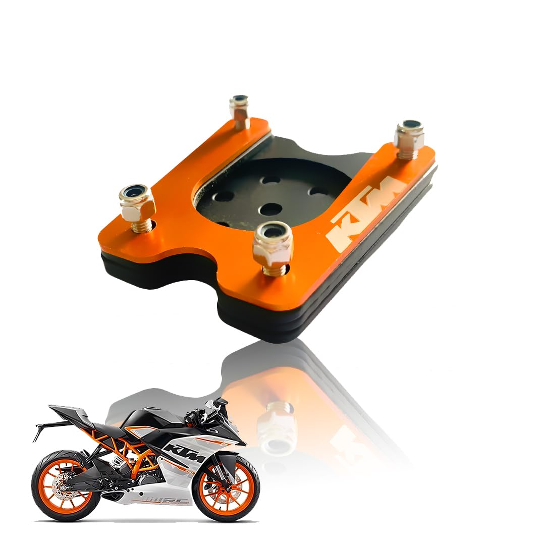 Side Stand Extender for ( GEN1 & GEN2 MODELS ONLY ) KTM Duke RC 125 200 250 390 | Heavy Duty Parking Support and Stability Enhancer-Orange Black - Moto Genius