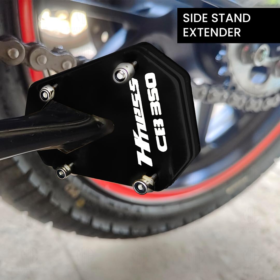 Side Stand Extender for Honda Hnees CB 350 | Heavy Duty Parking Support and Stability Enhancer-Black - Moto Genius