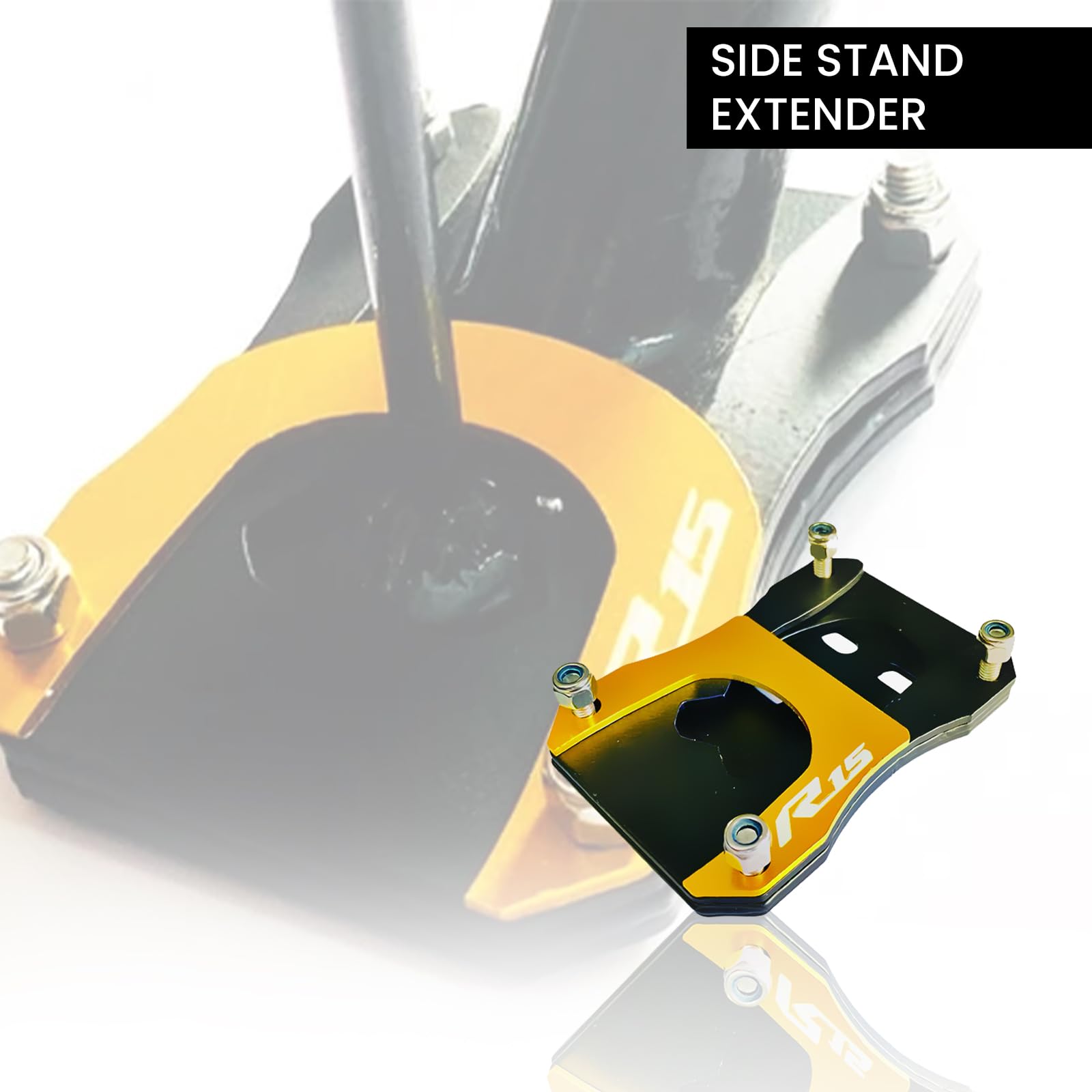 Side Stand Extender for R15 V3 | Heavy Duty Parking Support and Stability Enhancer-Yellow - Moto Genius