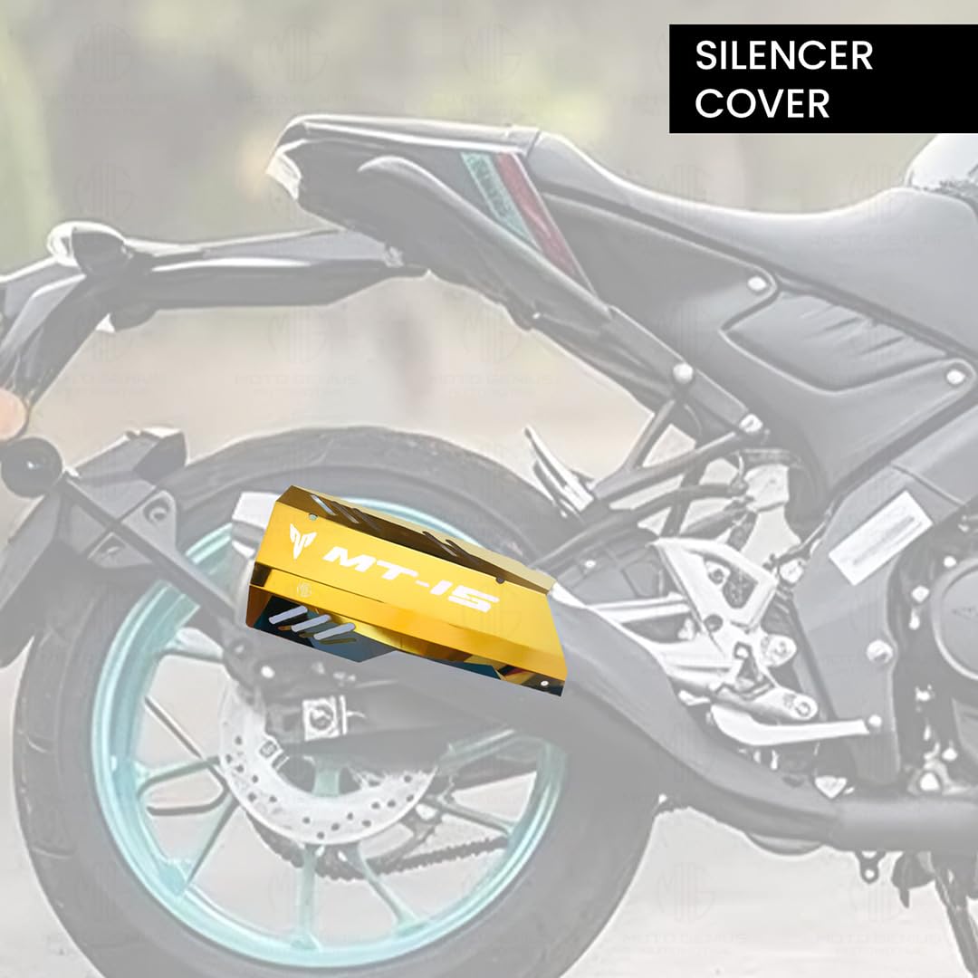 Stainless Steel Exhaust Cover Silencer Protector for MT 15 | Premium Exhaust Heat Shield Protector for Enhanced Durability and Style | Easy Installation-Gold - Moto Genius