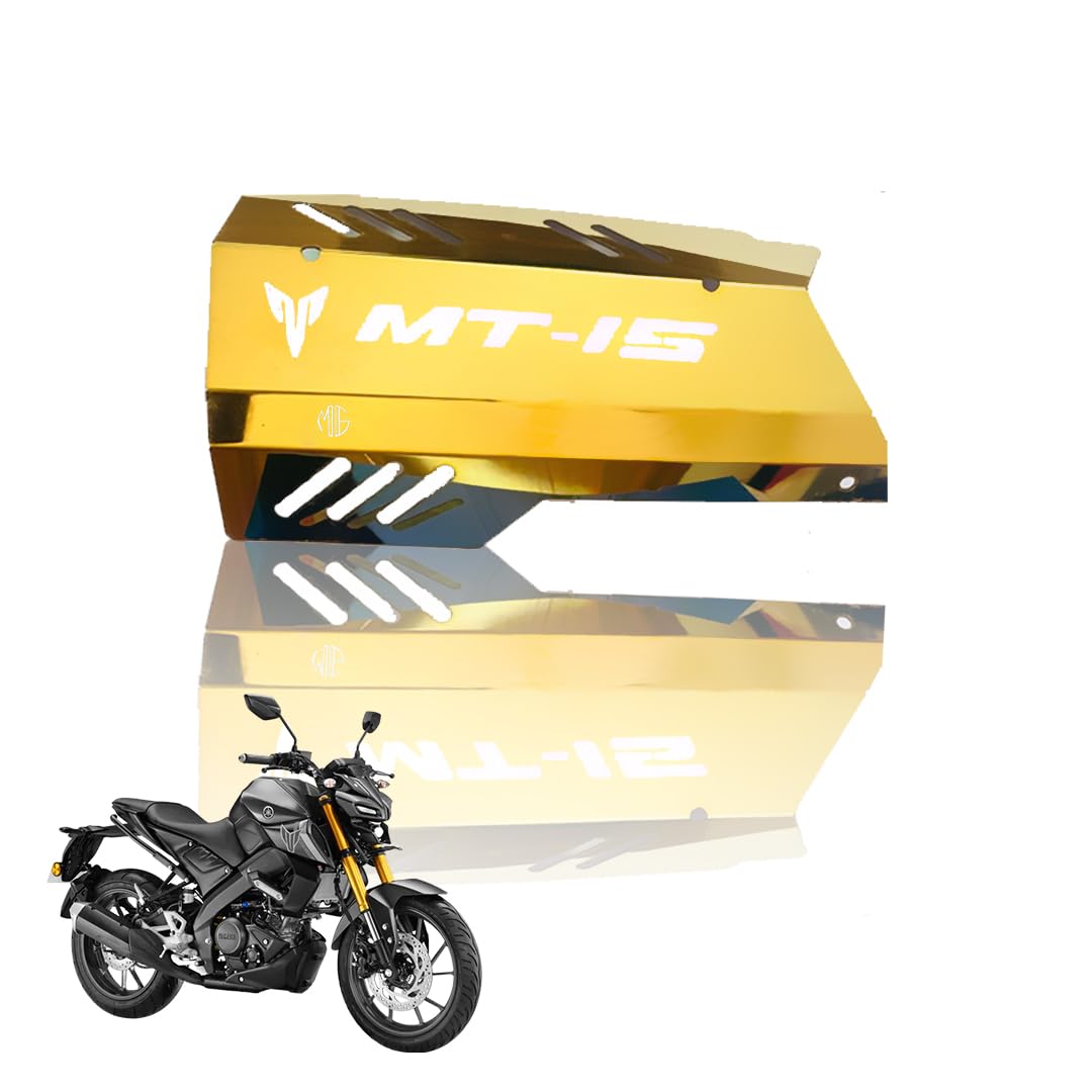 Stainless Steel Exhaust Cover Silencer Protector for MT 15 | Premium Exhaust Heat Shield Protector for Enhanced Durability and Style | Easy Installation-Gold - Moto Genius