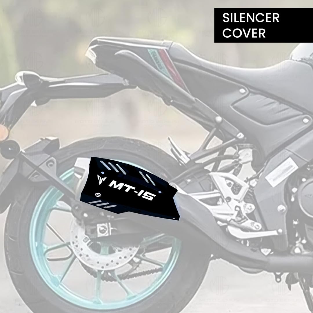Stainless Steel Exhaust Cover Silencer Protector for MT 15 | Premium Exhaust Heat Shield Protector for Enhanced Durability and Style | Easy Installation-Black - Moto Genius