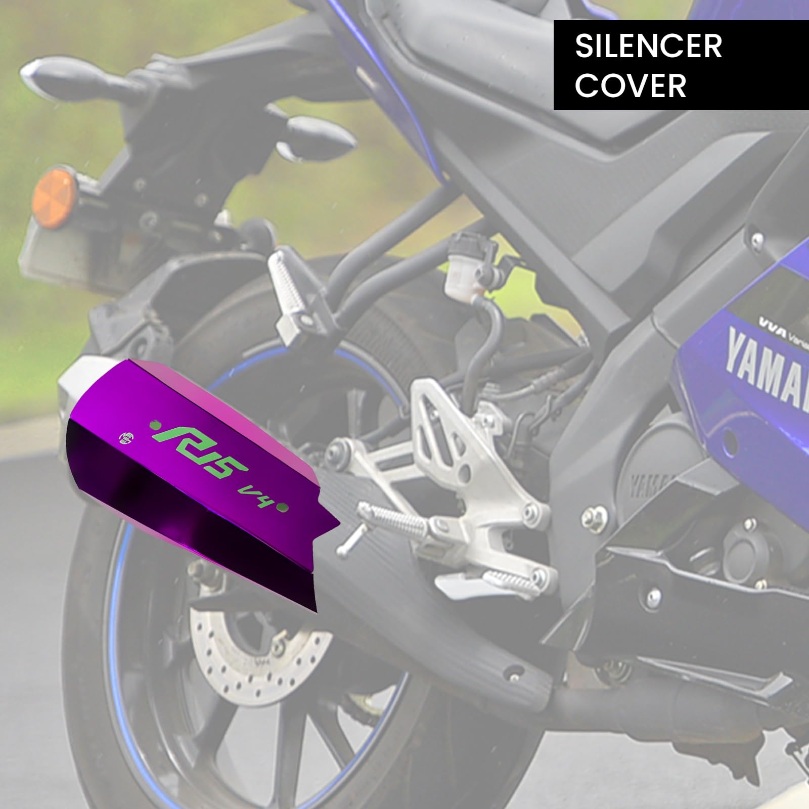 Stainless Steel Exhaust Cover Silencer Protector for R15 V4 | Premium Exhaust Heat Shield Protector for Enhanced Durability and Style | Easy Installation-Purple - Moto Genius