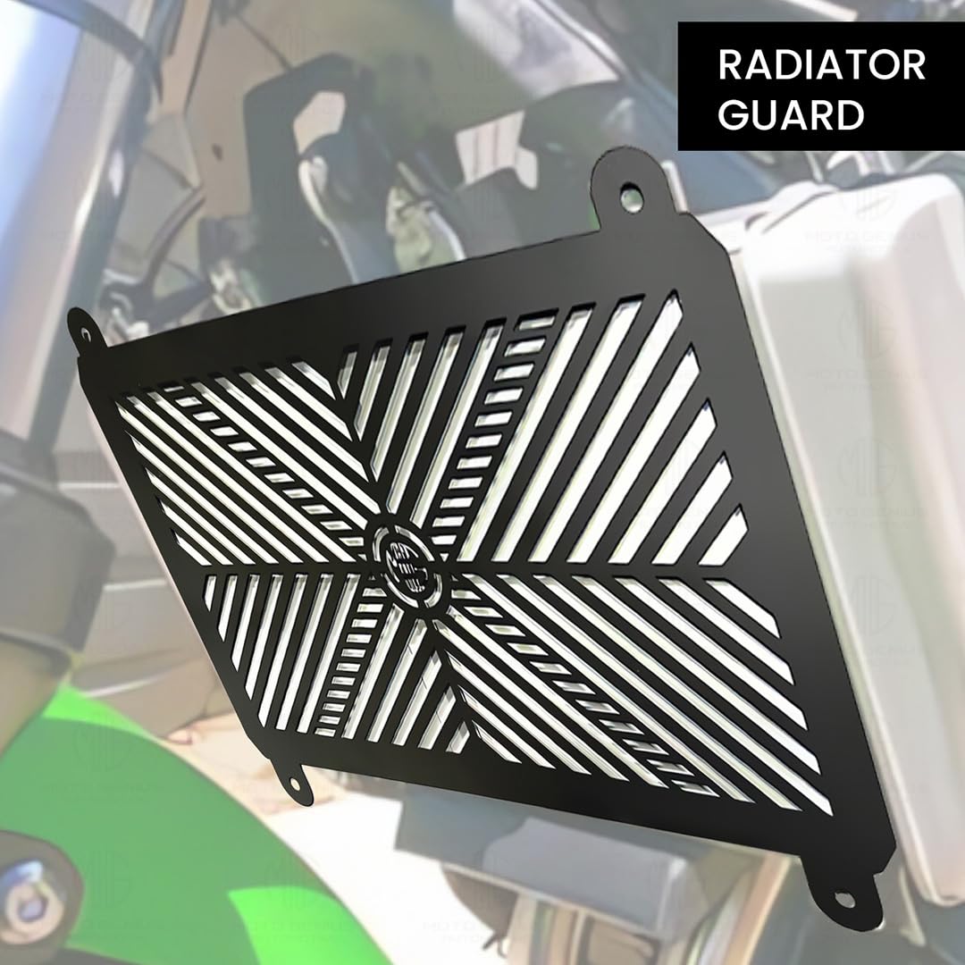 Stainless Steel Radiator Grill Cover Guard Protector for Ninja 400 | Engine Cooling Protection | Rust-Resistant, Durable, Easy Installation-Black - Moto Genius