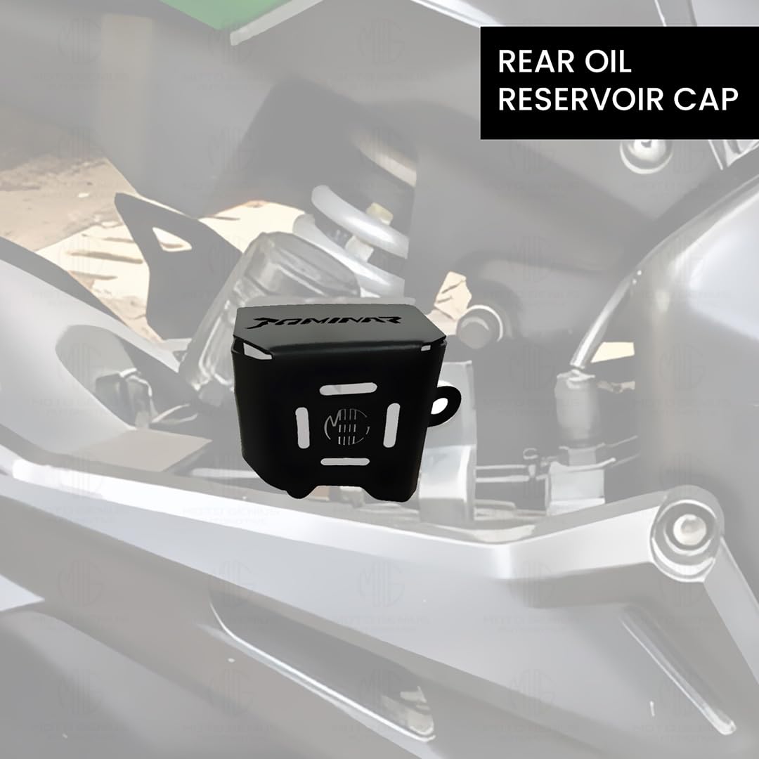 Stainless Steel Rear Brake Oil Container Guard for Dominar 200 & 400 – Durable Protection & Stylish Design for Motorcycles-Black - Moto Genius