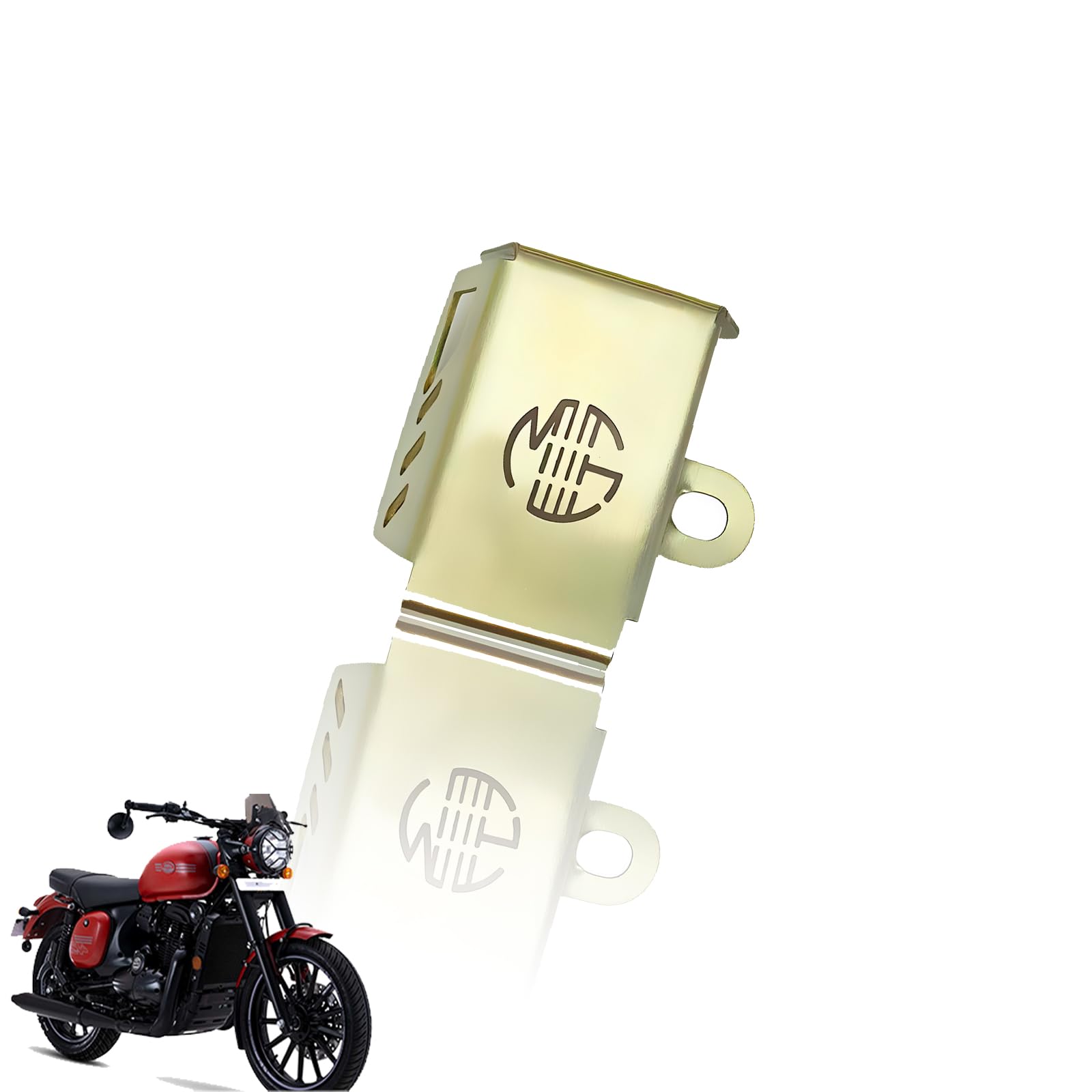 Stainless Steel Rear Brake Oil Container Guard for JAWA 42, Perak and Bobber | Durable Protection & Stylish Design for Motorcycles-Silver - Moto Genius