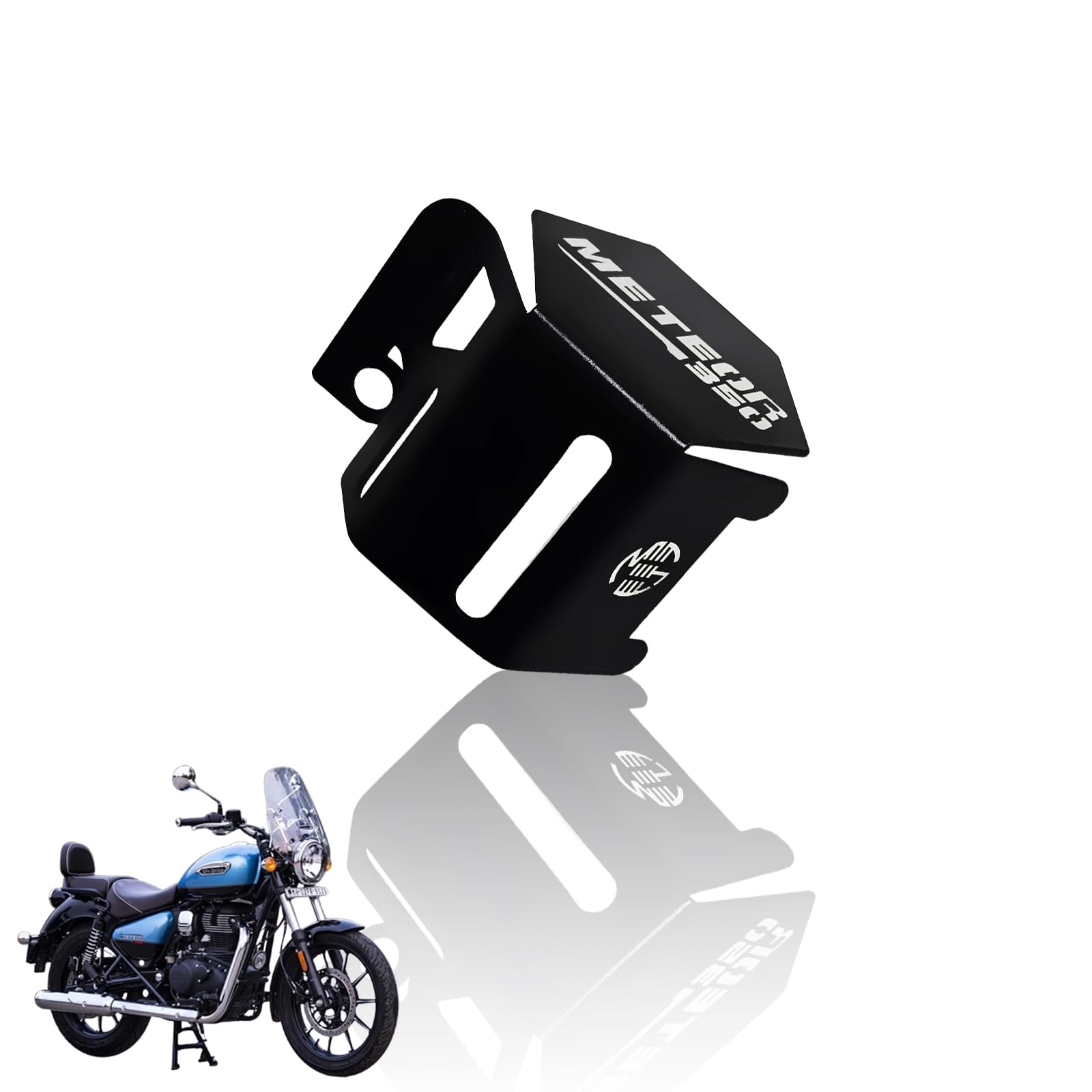 Stainless Steel Rear Brake Oil Container Guard for Meteor 350, Durable & Stylish Protection-Black - Moto Genius