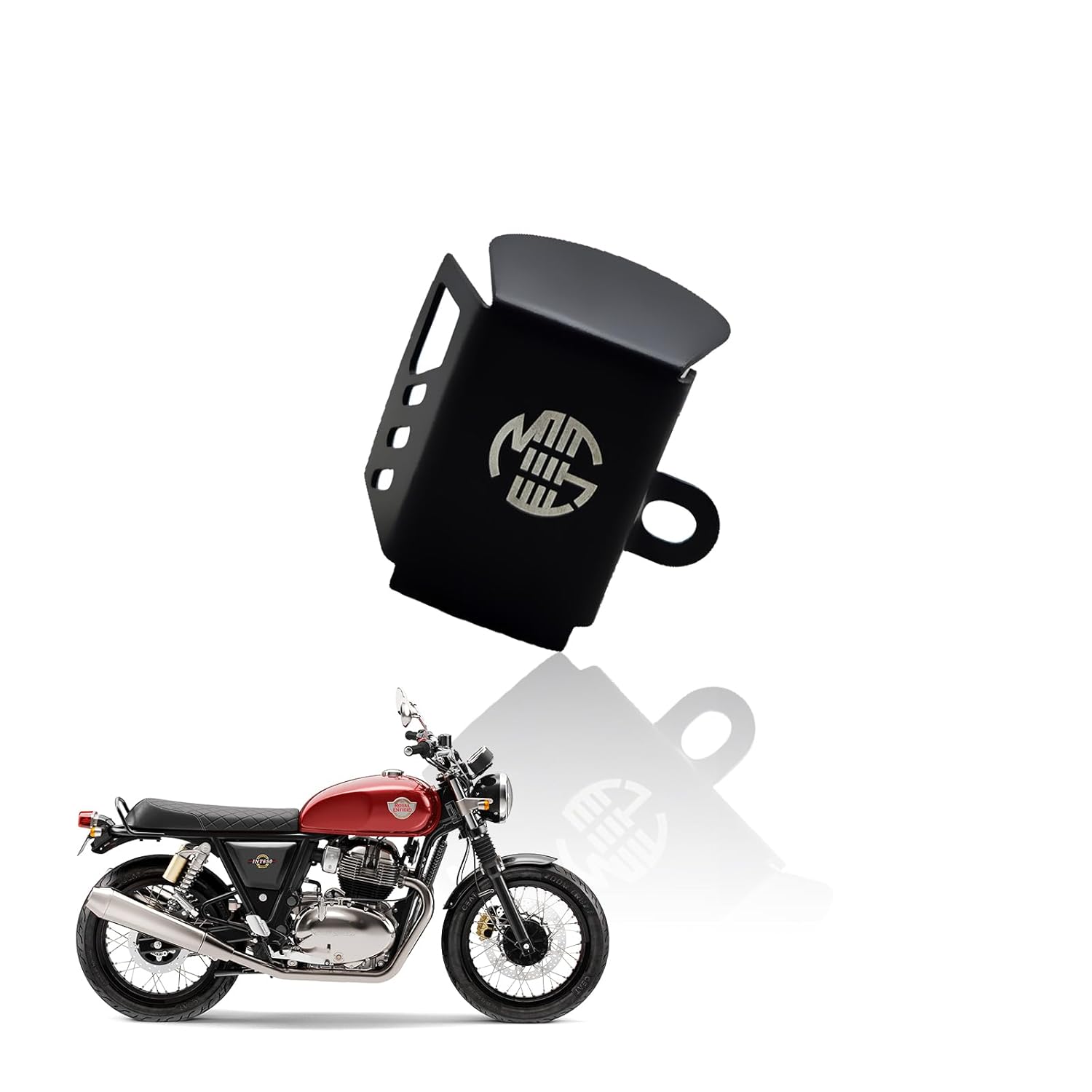 Stainless Steel Rear Brake Oil Container Guard for RE Interceptor | Fluid Reservoir Cap Compatible with RE Interceptor-Black - Moto Genius