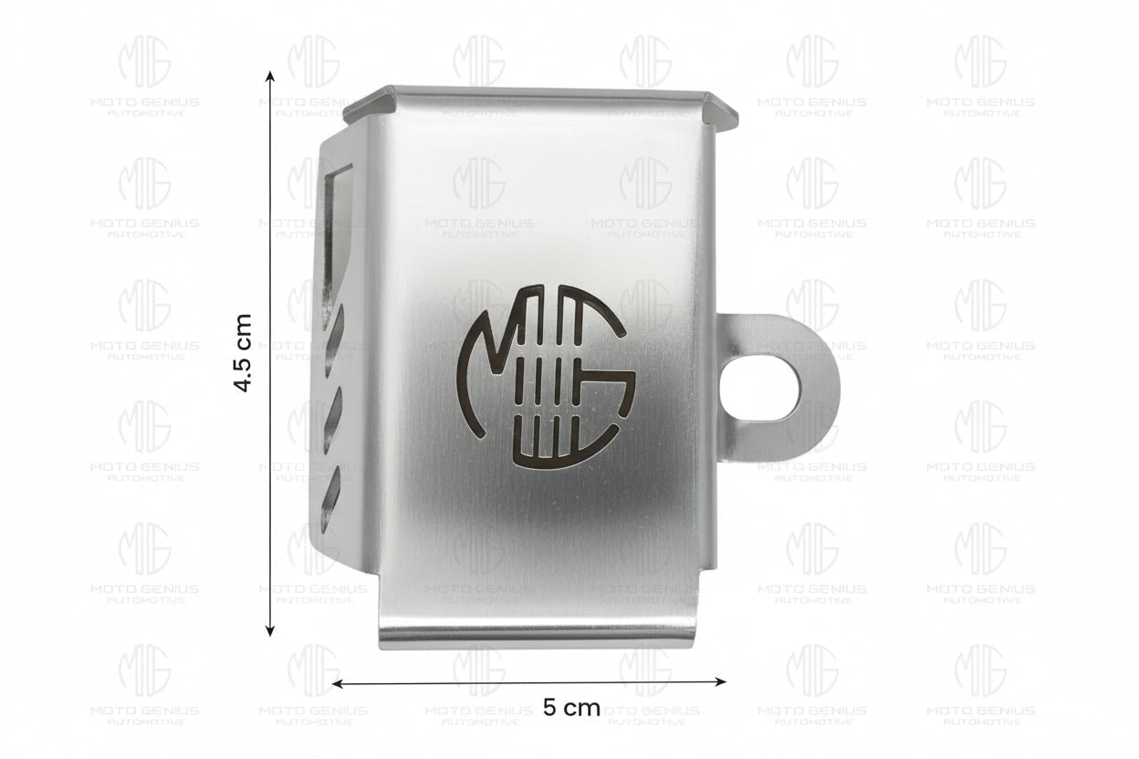 Stainless Steel Rear Brake Oil Container Guard for RE Interceptor | Fluid Reservoir Cap Compatible with RE Interceptor-Silver - Moto Genius