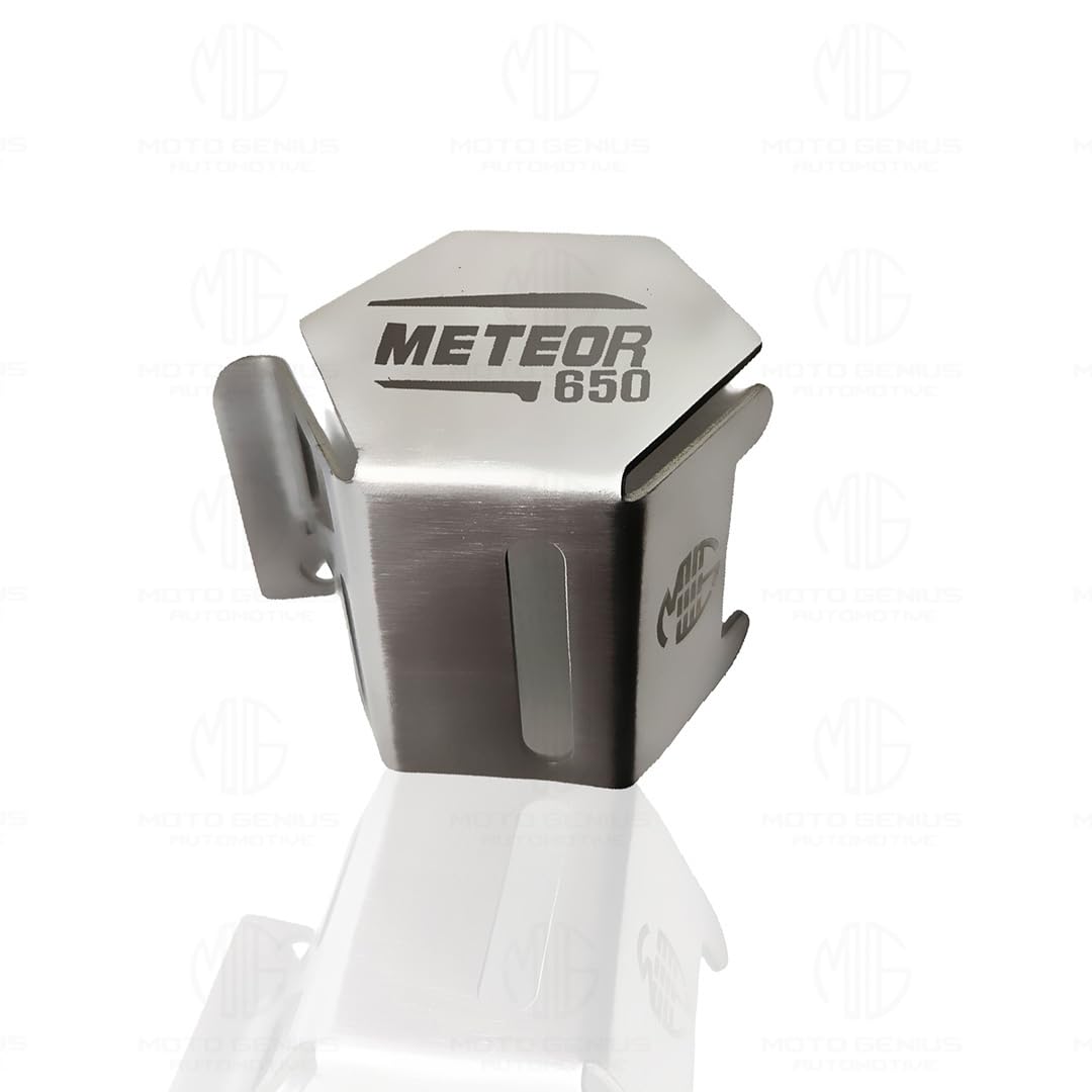 Stainless Steel Rear Brake Oil Container Guard for RE Super Meteor 650 | Durable Protection & Stylish Design for Motorcycles-Silver - Moto Genius