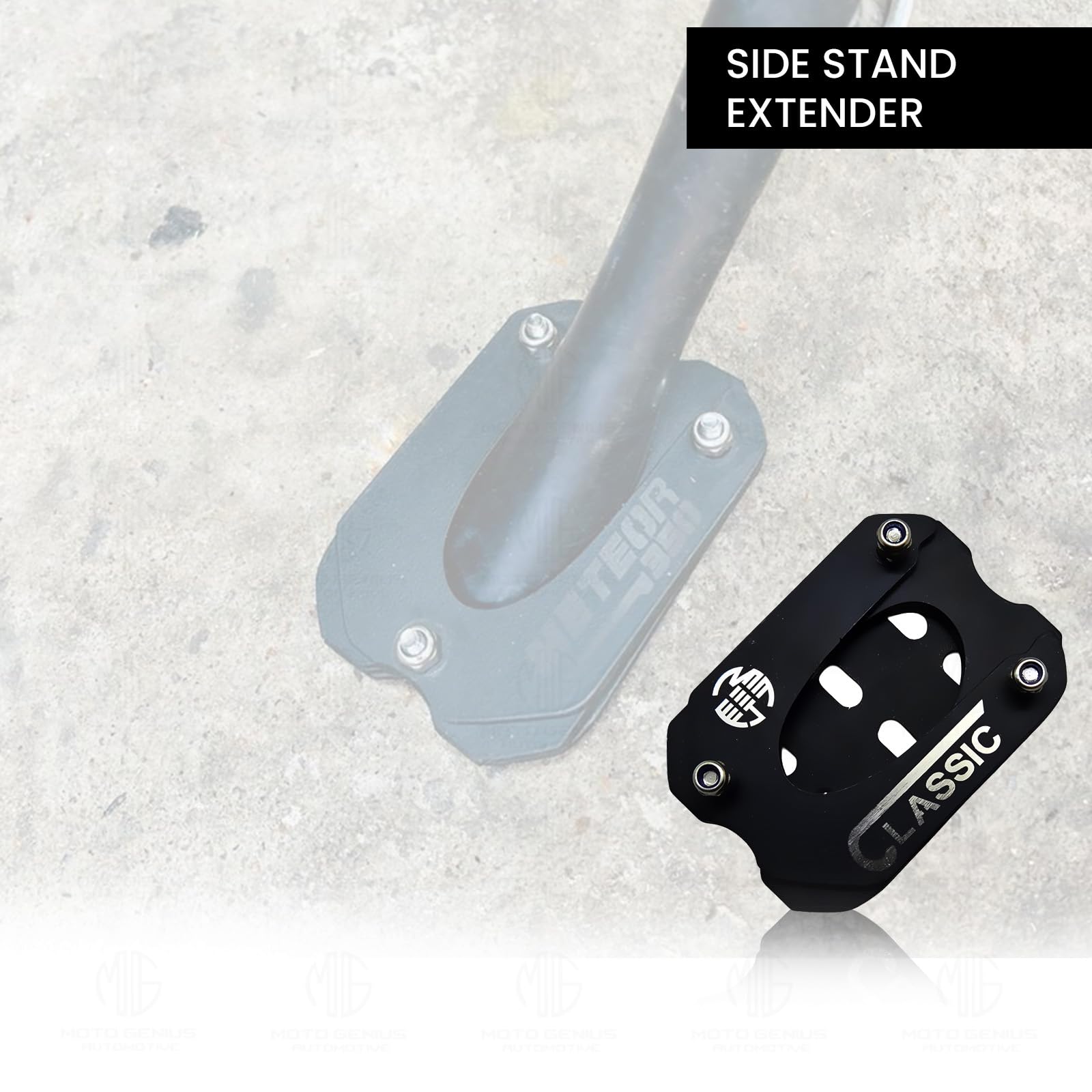 Stainless Steel Side Stand Extender for Classic Reborn 350 | Heavy Duty Parking Support and Stability Enhancer-Black - Moto Genius