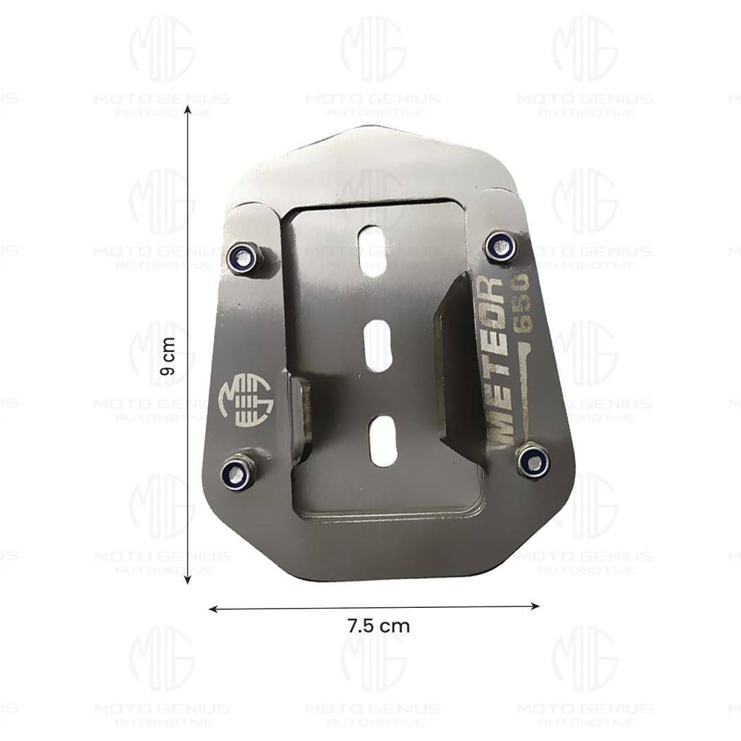 Stainless Steel Side Stand Extender for RE Super Meteor 650 | Heavy Duty Parking Support and Stability Enhancer-Silver - Moto Genius