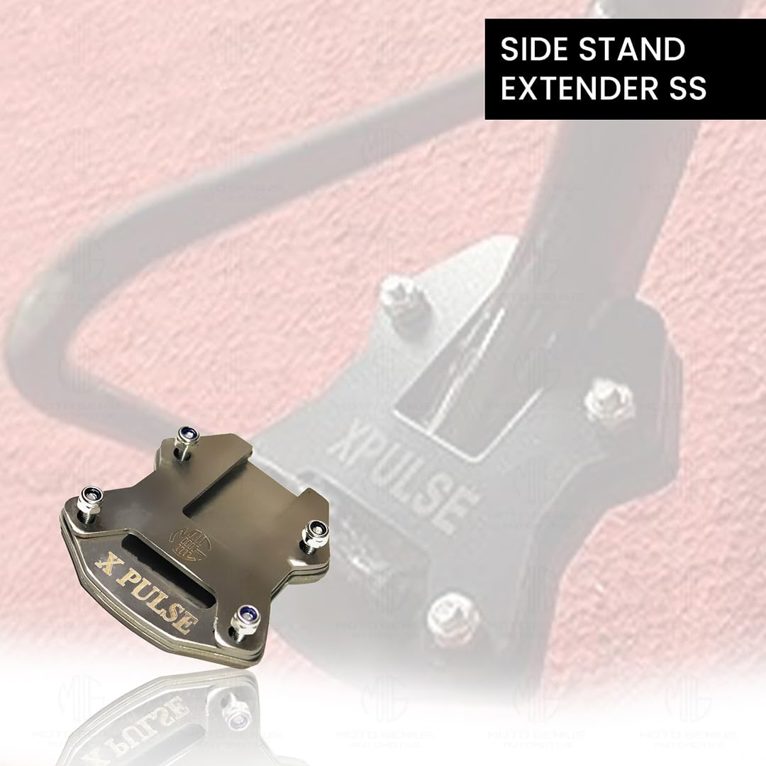 Stainless Steel Side Stand Extender for Xpulse | Heavy Duty Parking Support and Stability Enhancer-Silver - Moto Genius