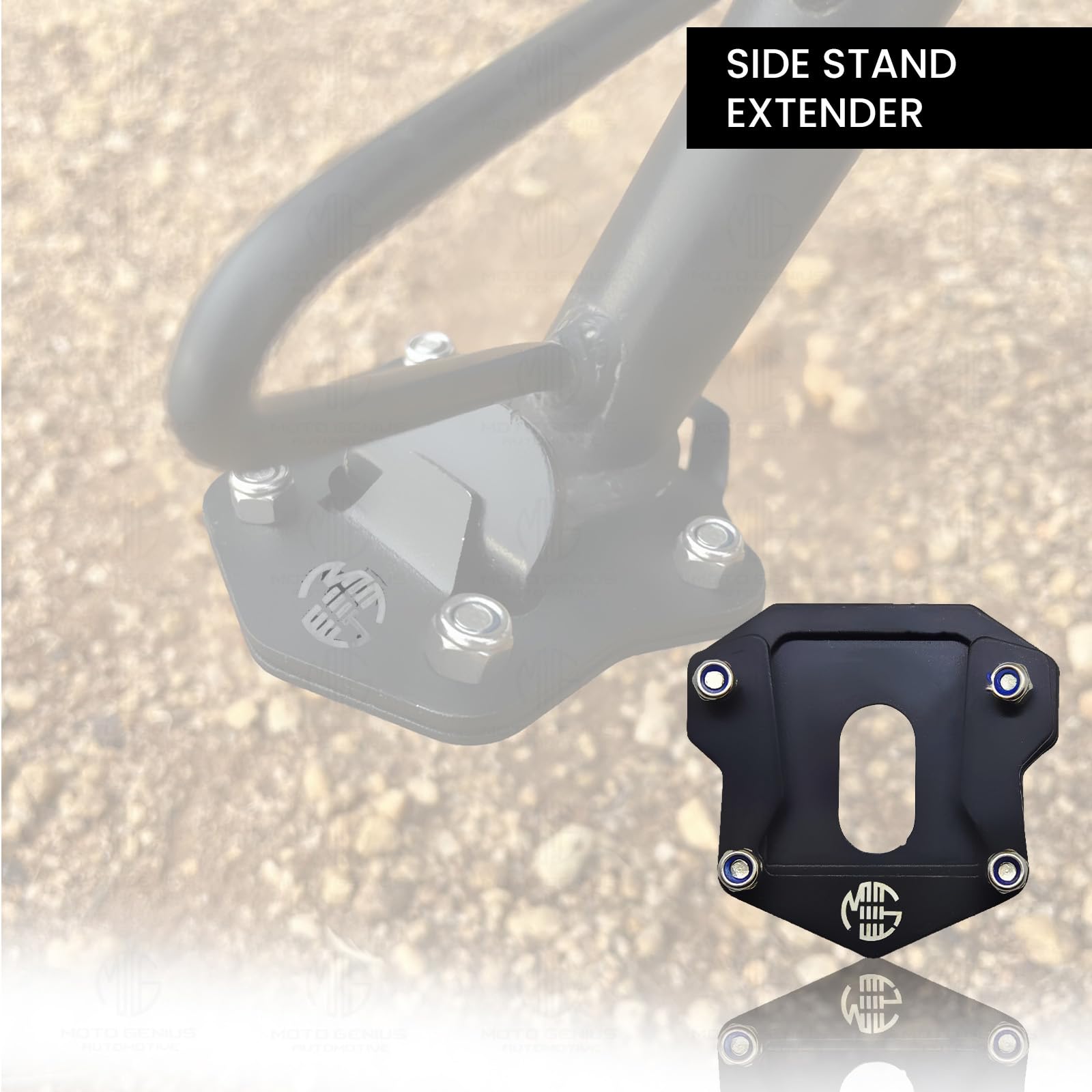 Stainless Steel Side Stand Extender/Stand Pad Compatible for Royal Enfield Hunter 350 Bike-Black - Moto Genius