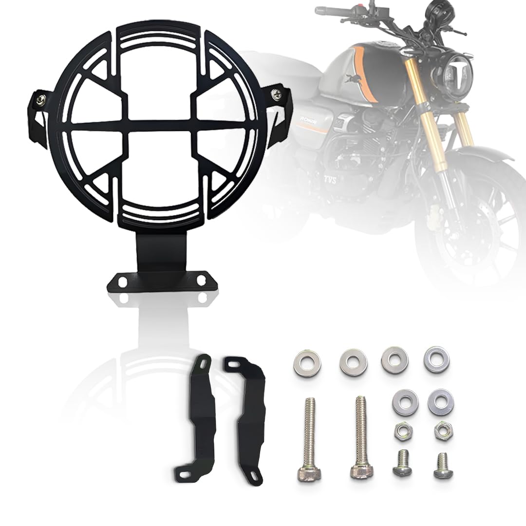 TVS Ronin Headlight Grill Guard | Metal Frame Protector for Bike | Black Finish | Compatible with Ronin-Black - Moto Genius
