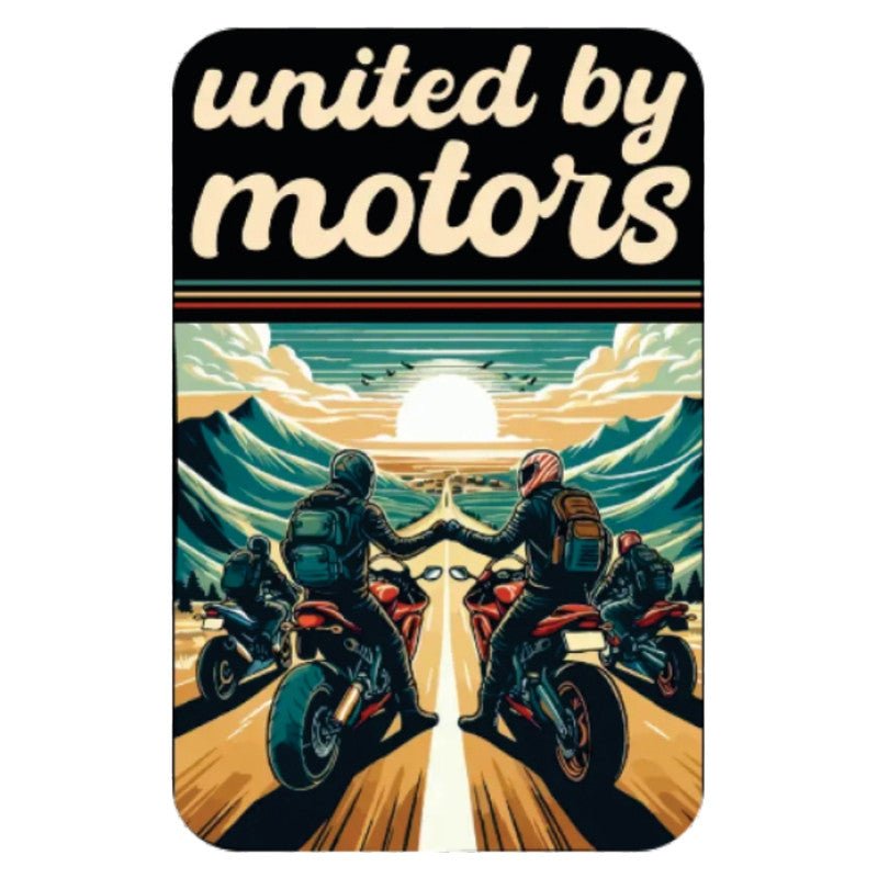 United-by-Motors 3D Vinyl Sticker Waterproof Decals for Motorcycle, Helmet & Laptop | Edgy Aesthetic Stickers for Bikes and cars - Moto Genius