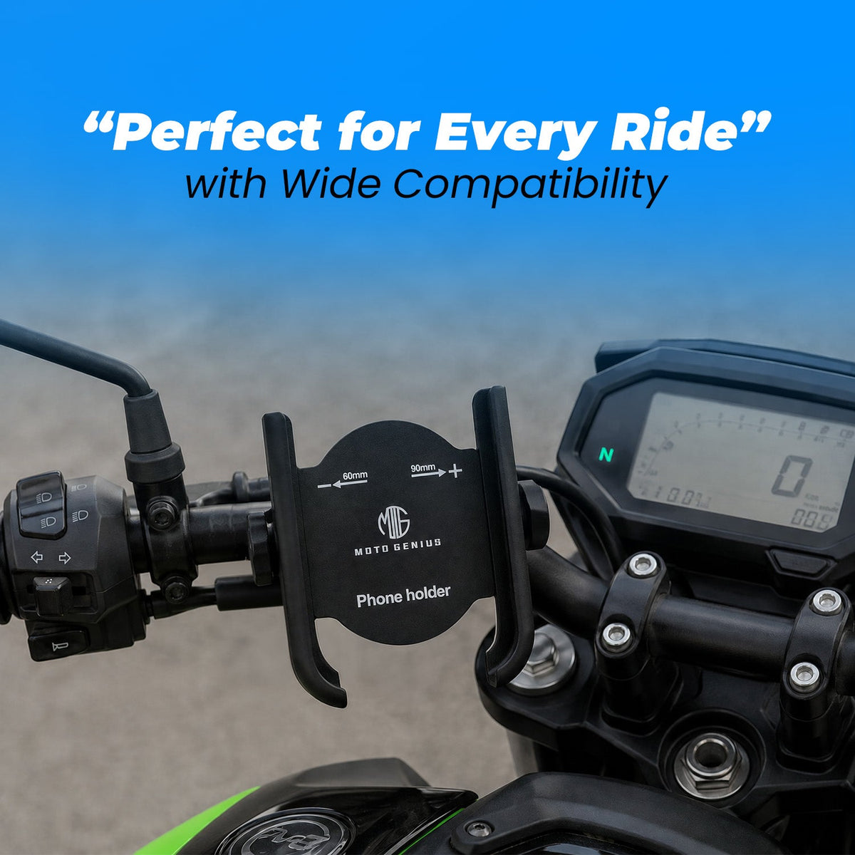 Universal Aluminum Motorcycle & Bicycle Phone Holder with Handle Fitting – 360° Rotatable Handlebar Mount, Adjustable & Shockproof Mobile Holder - Moto Genius
