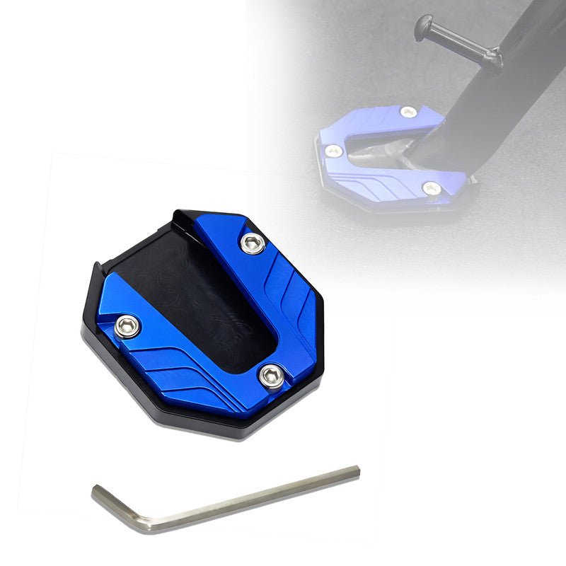 Universal Aluminum Scooty & Scooter Kickstand Extender | Side Stand Extension Pad Support Plate | Anti-Skid Enlarged Base Foot for Scooty Stability-Blue - Moto Genius