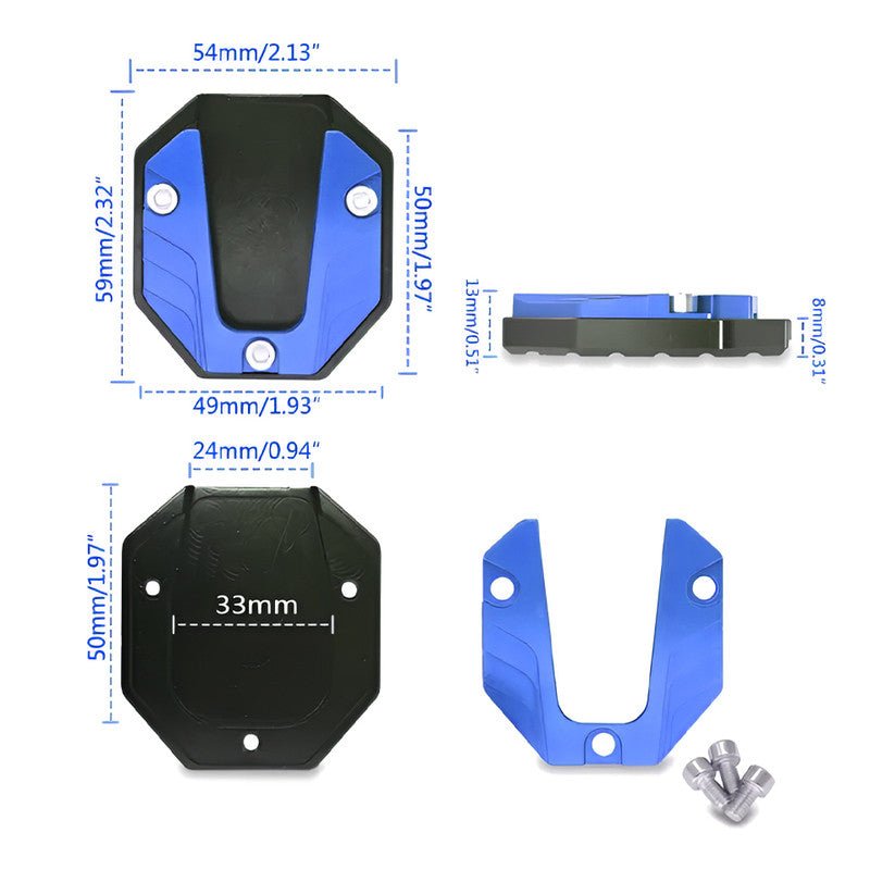 Universal Aluminum Scooty & Scooter Kickstand Extender | Side Stand Extension Pad Support Plate | Anti-Skid Enlarged Base Foot for Scooty Stability-Blue - Moto Genius
