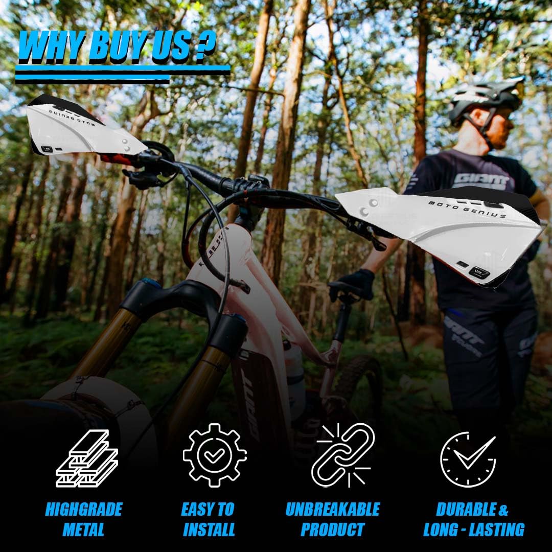 Universal Bicycle Handguards | Premium Protection for All Bike Models, Perfect for Mountain, Road, and Commuter Bikes-White - Moto Genius