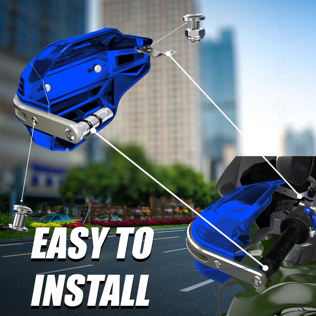 Universal Bike Hand Guards Protectors | Wind Deflector Made for Hand Safety While Riding All Motorcycle-Blue - Moto Genius