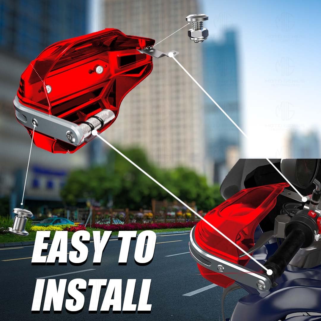 Universal Bike Hand Guards Protectors | Wind Deflector Made for Hand Safety While Riding All Motorcycle-Red - Moto Genius