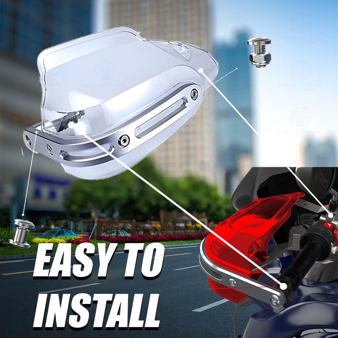 Universal Bike Hand Guards Protectors | Wind Deflector Made for Hand Safety While Riding All Motorcycle-Transparent - Moto Genius