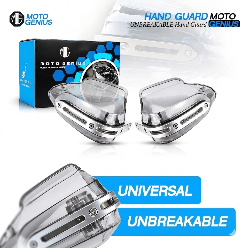 Universal Bike Hand Guards Protectors | Wind Deflector Made for Hand Safety While Riding All Motorcycle-Transparent - Moto Genius